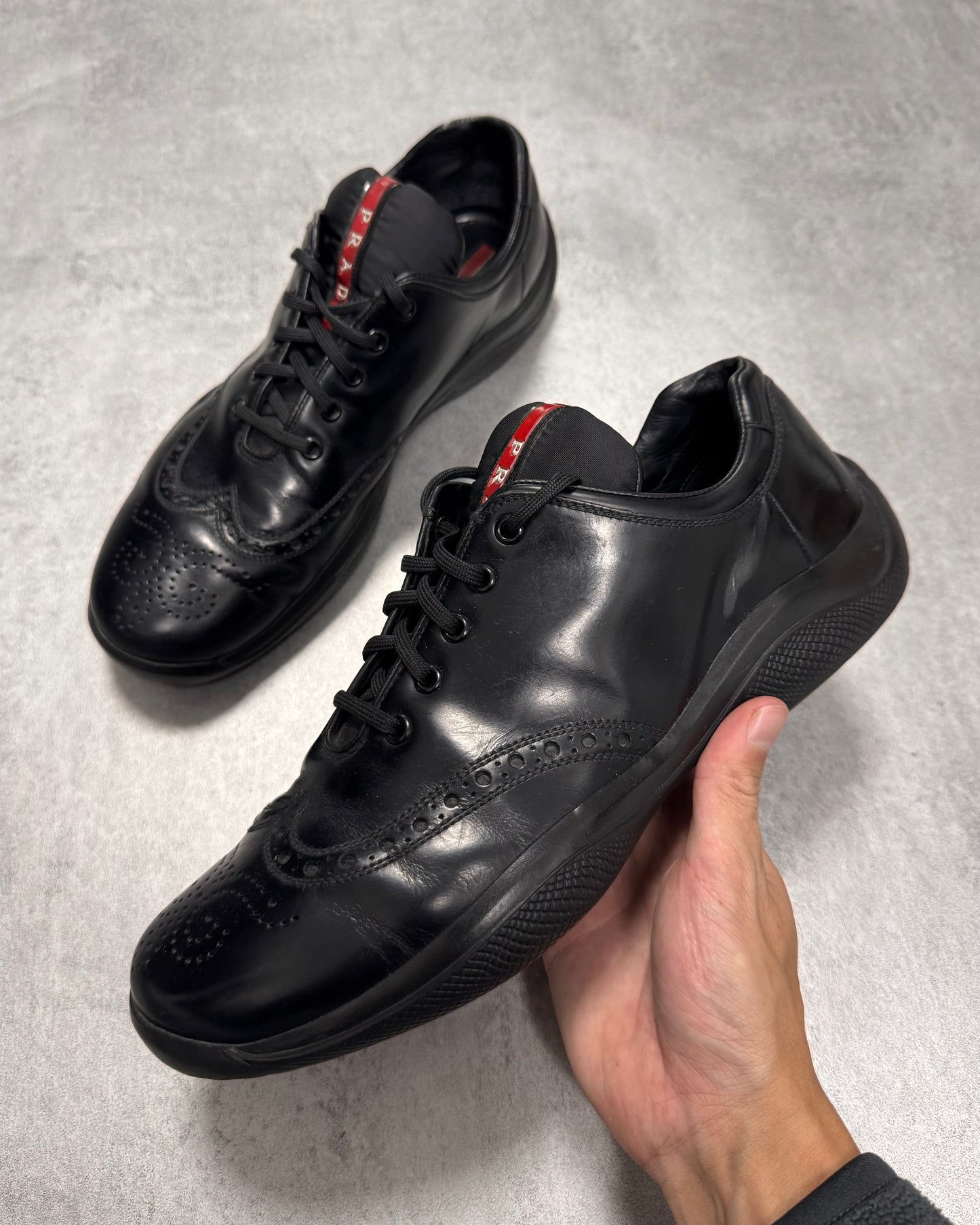 2000s Prada Western America’s Cup Leather Sneakers (44eu/us10)