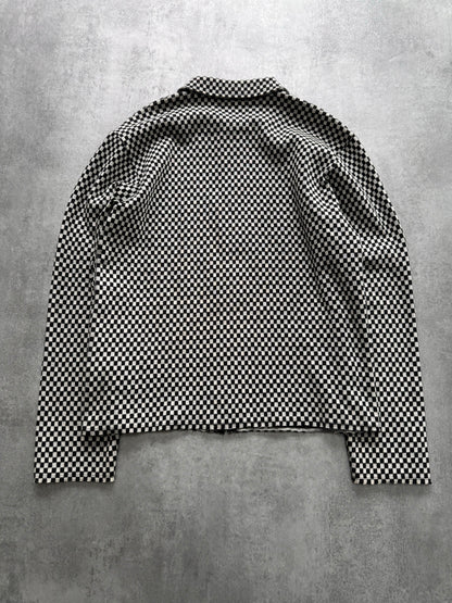 AW2002 Comme Des Garçons Homme Plus Black Checked Zipped Sweater (S)
