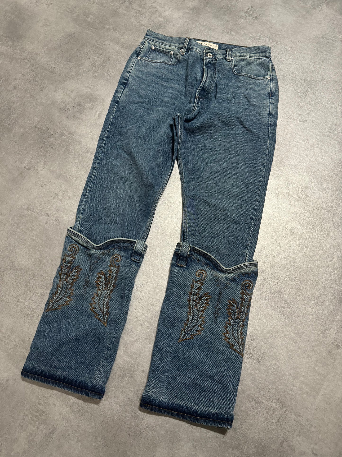 SS2023 Y/Project Cow-Boy Brut Blue Astro Cavalier Denim Jeans (L) - 7