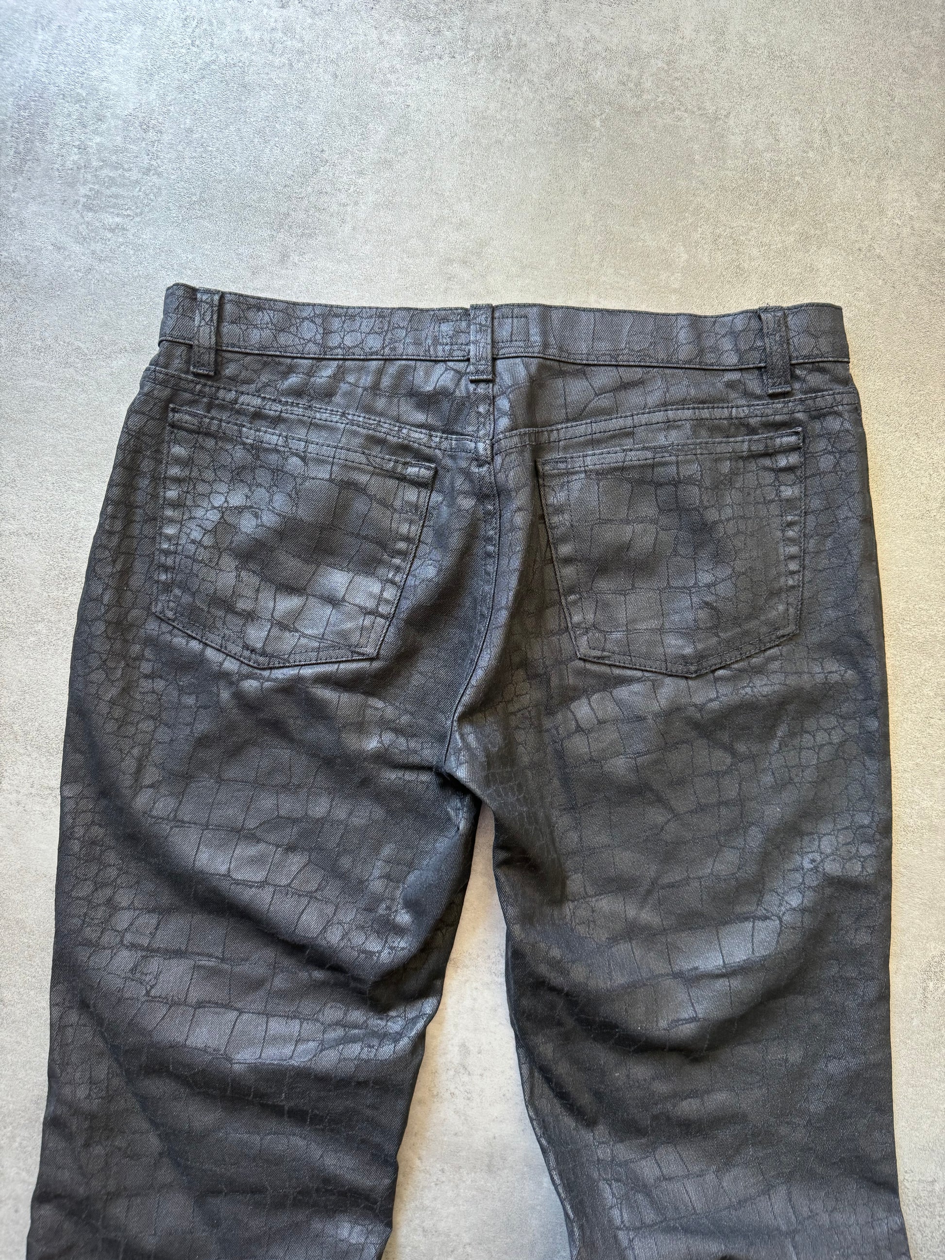 2000s Roberto Cavalli Crocodile Skin Effect Obscure Pants (M) - 3