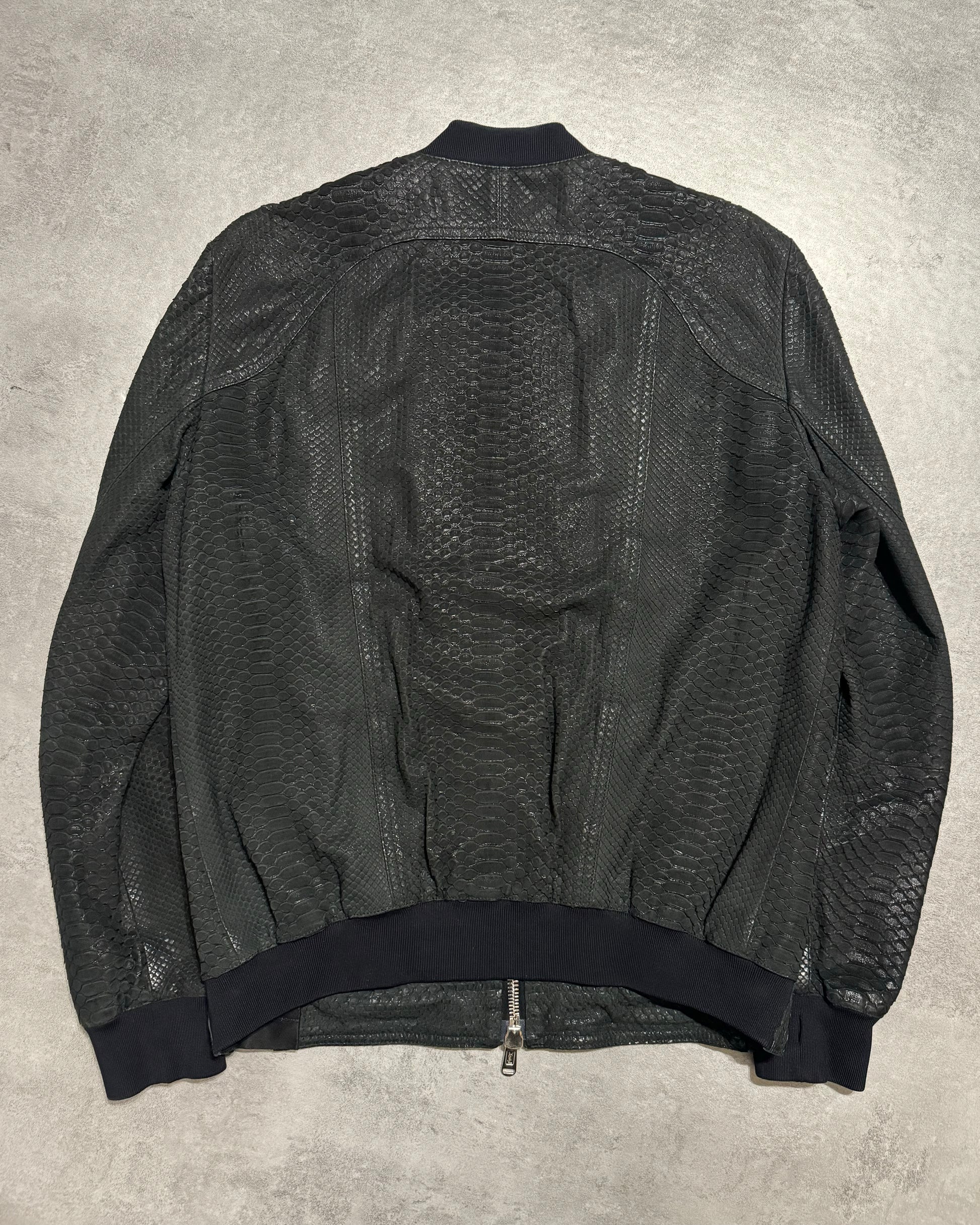 2010s Yves Saint Laurent Black Snakeskin Python Avant-Garde Leather Jacket (M/L) - 2