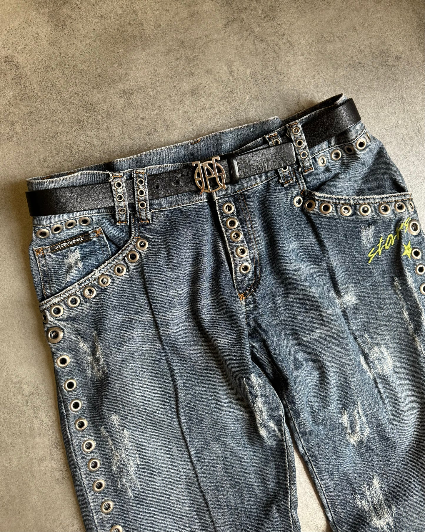 SS2006 Dolce & Gabbana Eyeled Denim Savage Pants (L) - 4