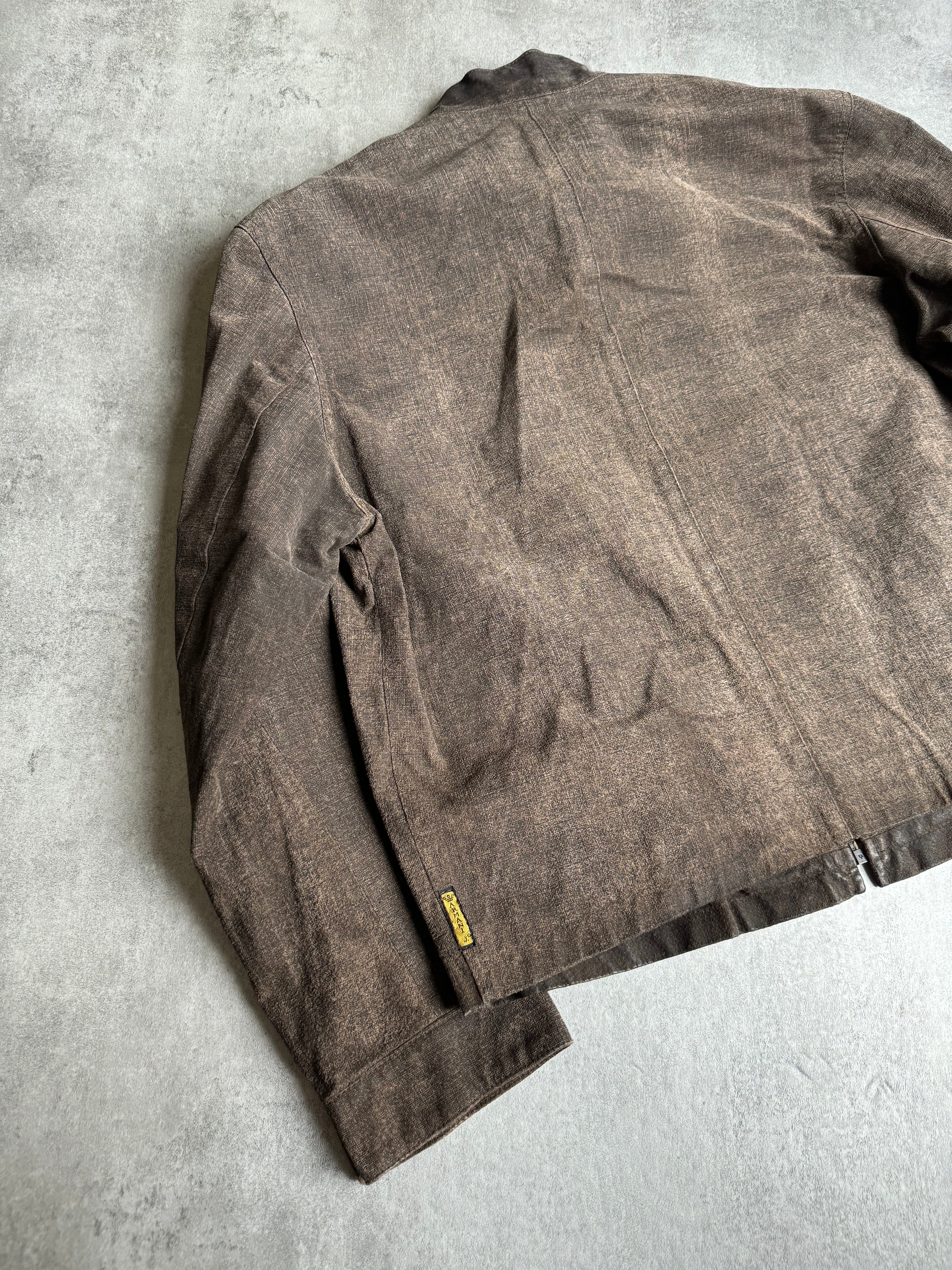 1990s Armani Brown Leather Light Biker Brown Jacket  (M/L) - 8