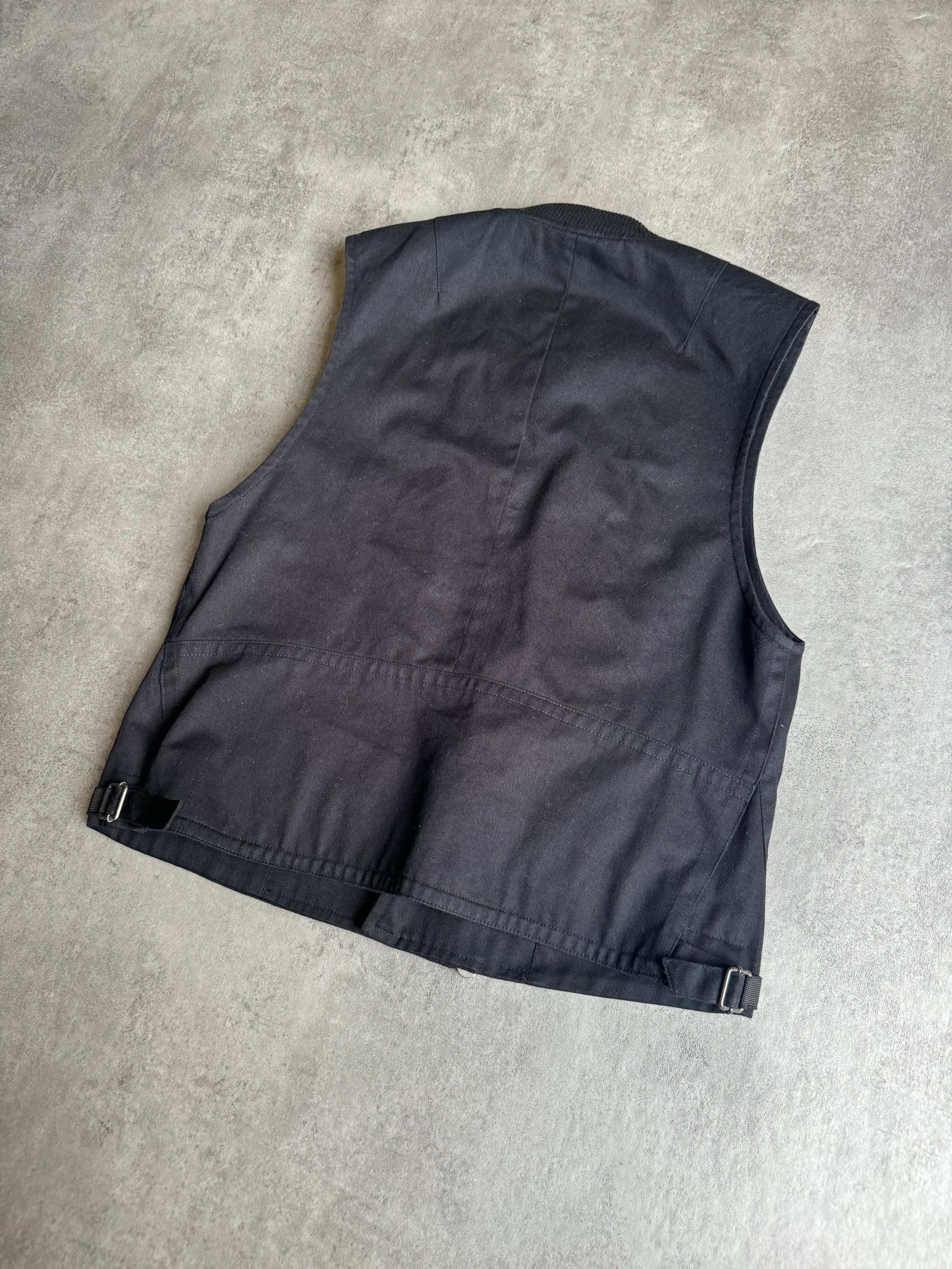 AW2014 Dries Van Noten Suede Hybride Asymmetrical Sleeveless Navy Jacket (S) - 3