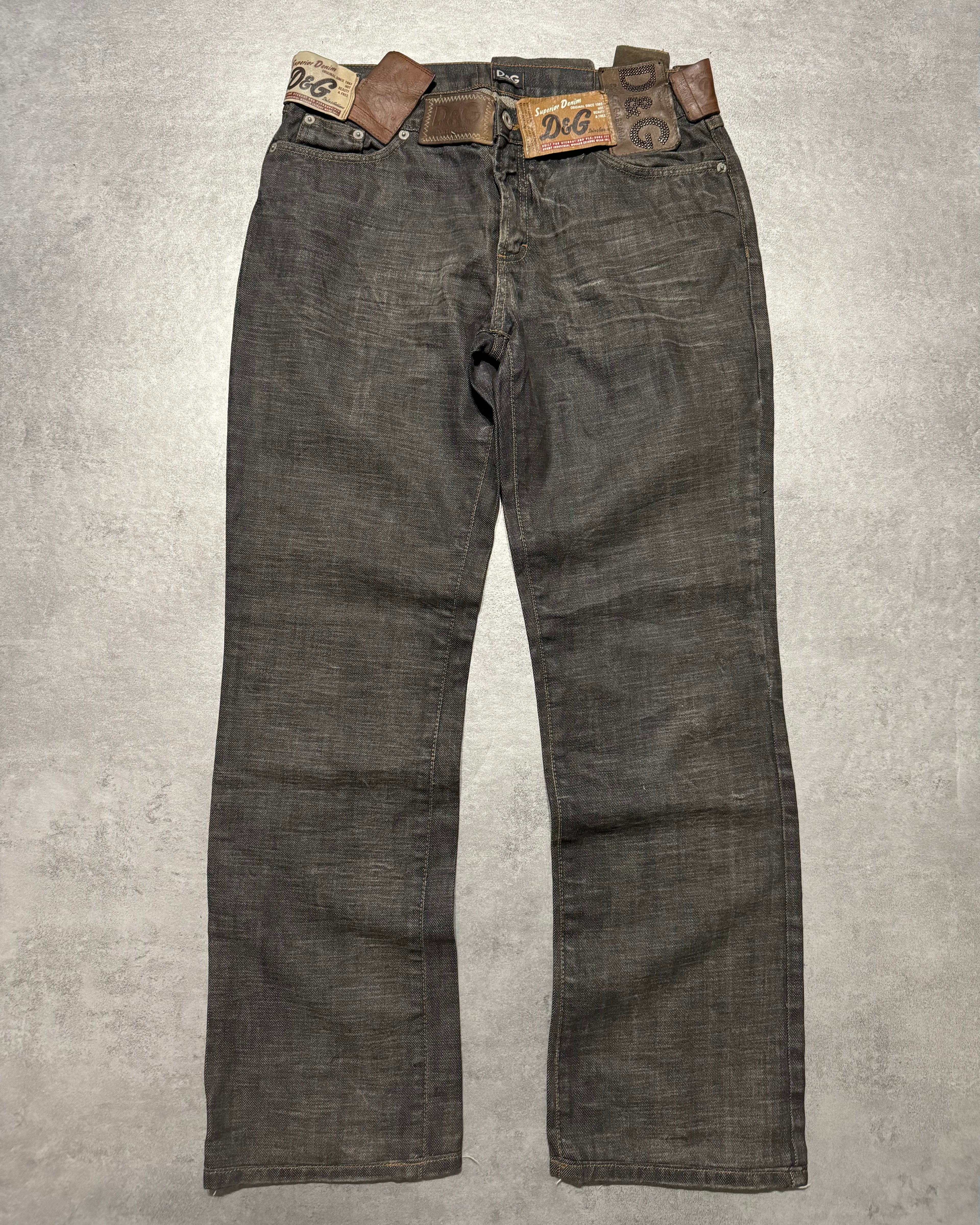 AW2003 Dolce & Gabbana 10 Tags Denim Raw Grey Jeans (M) - 1