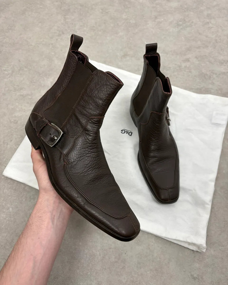 2000s Dolce & Gabbana Brown Ankle Leather Boots yozAuVu 0