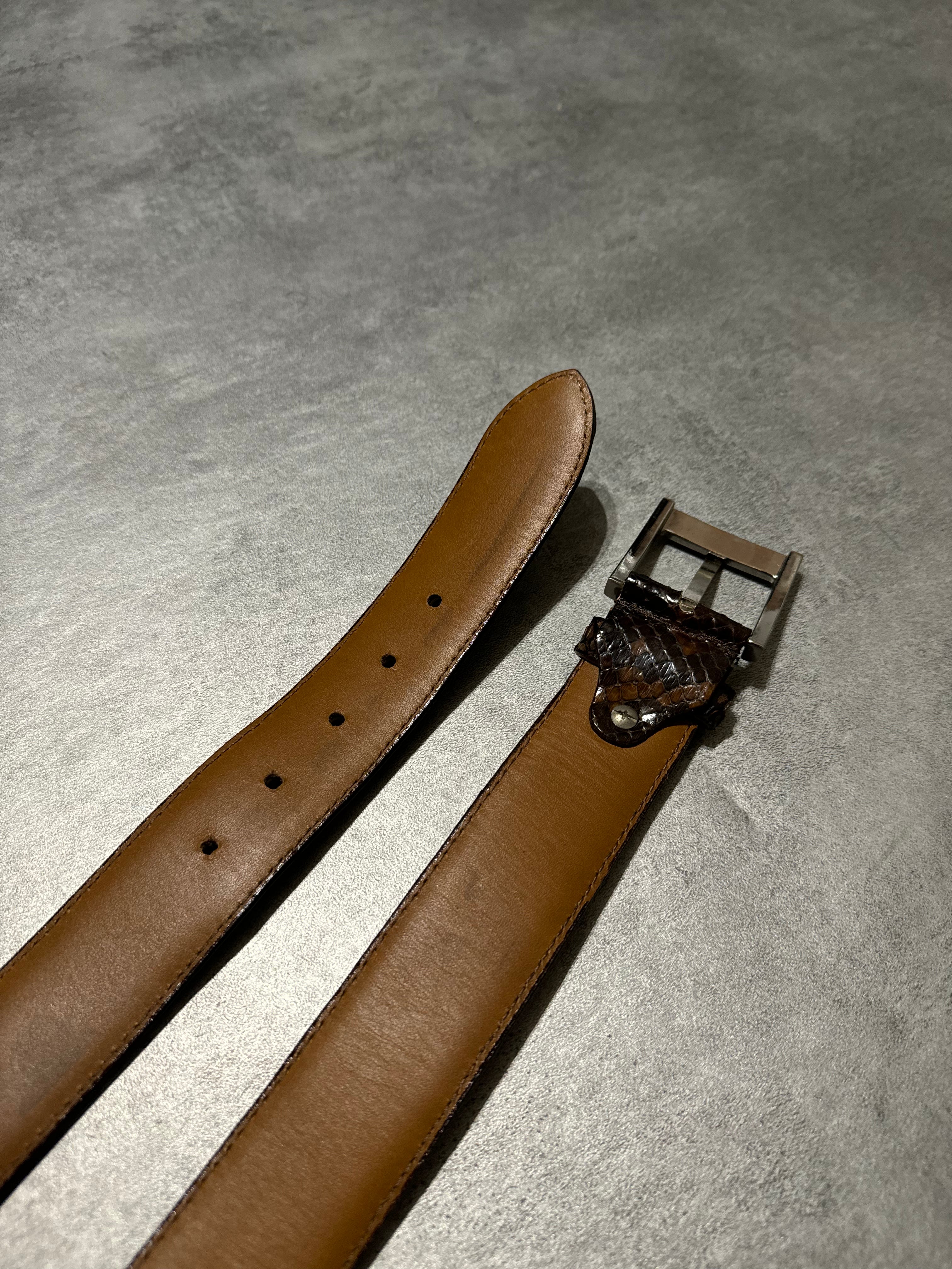 Artisanal Italian Bronze Python Leather Milanese Belt (OS) - 3