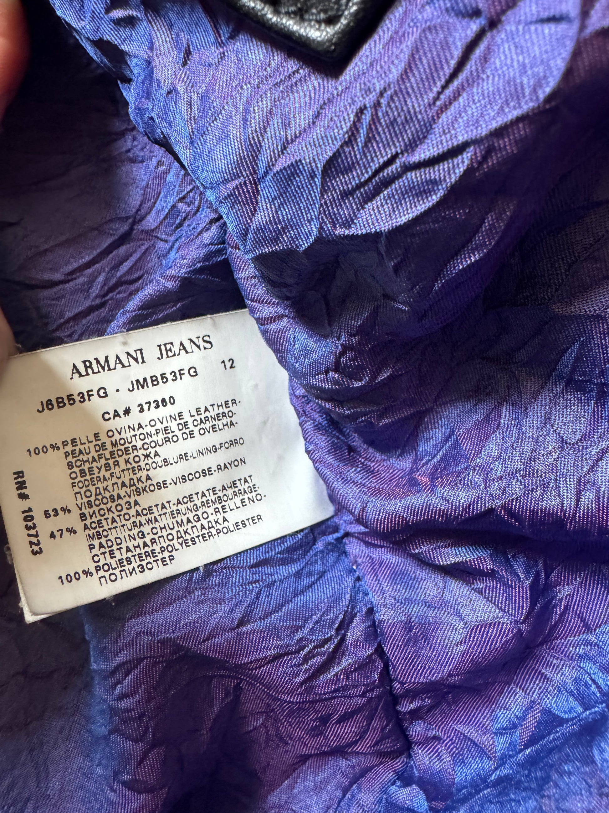 1990s Armani Shawl Bomber Leather Jacket M L Dolce Vita Hub