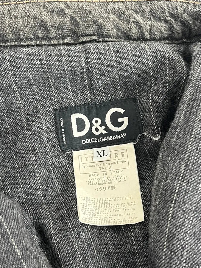 AW2004 Dolce & Gabbana Grey Denim Pocket Straps Jacket QaXDBEc 9
