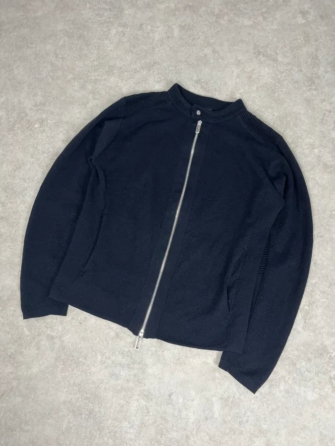 Emporio Armani Dark Navy Knit Zip Jacket TMeWEKO 3