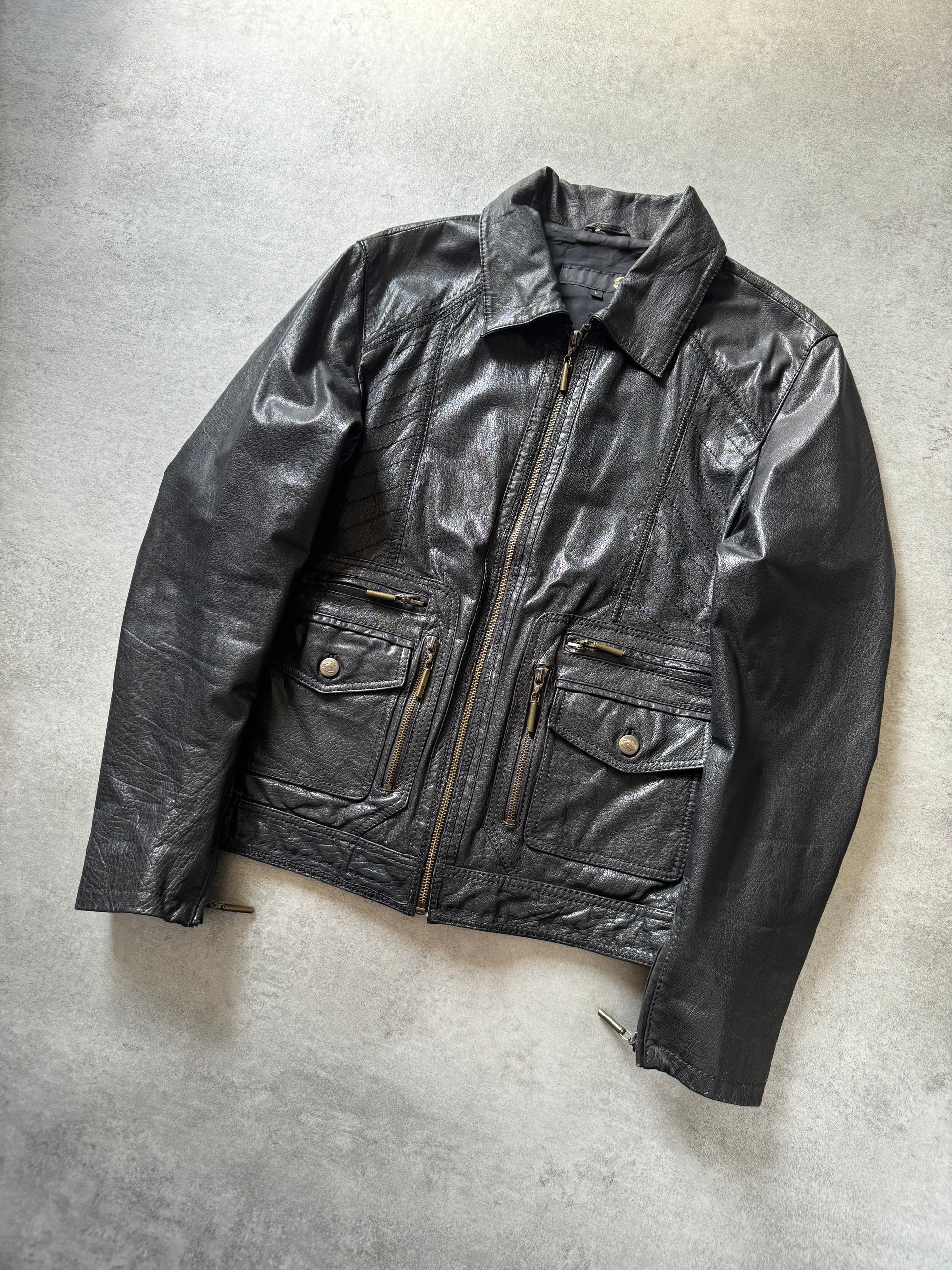 SS2007 Cavalli Black Premium Charismatic Leather Jacket (L) - 8