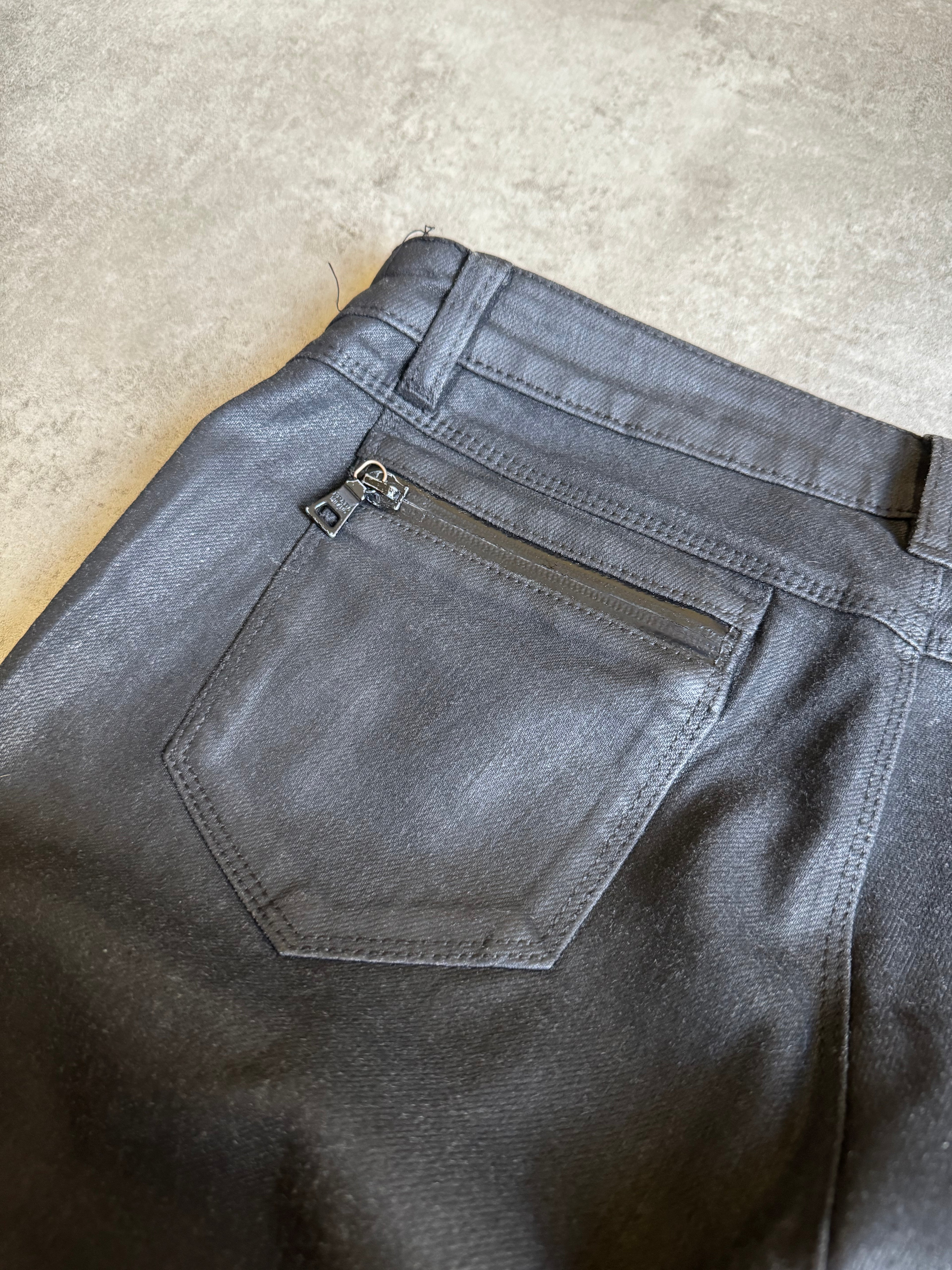 SS2007 Prada Waxed Black Shadow Rockstar Pants (M) - 4