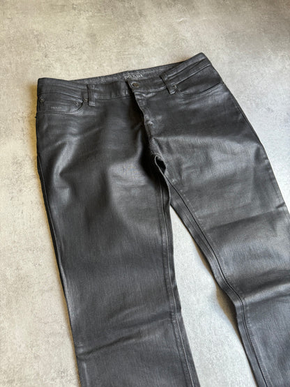 SS2007 Prada Waxed Black Shadow Rockstar Pants (M) - 10