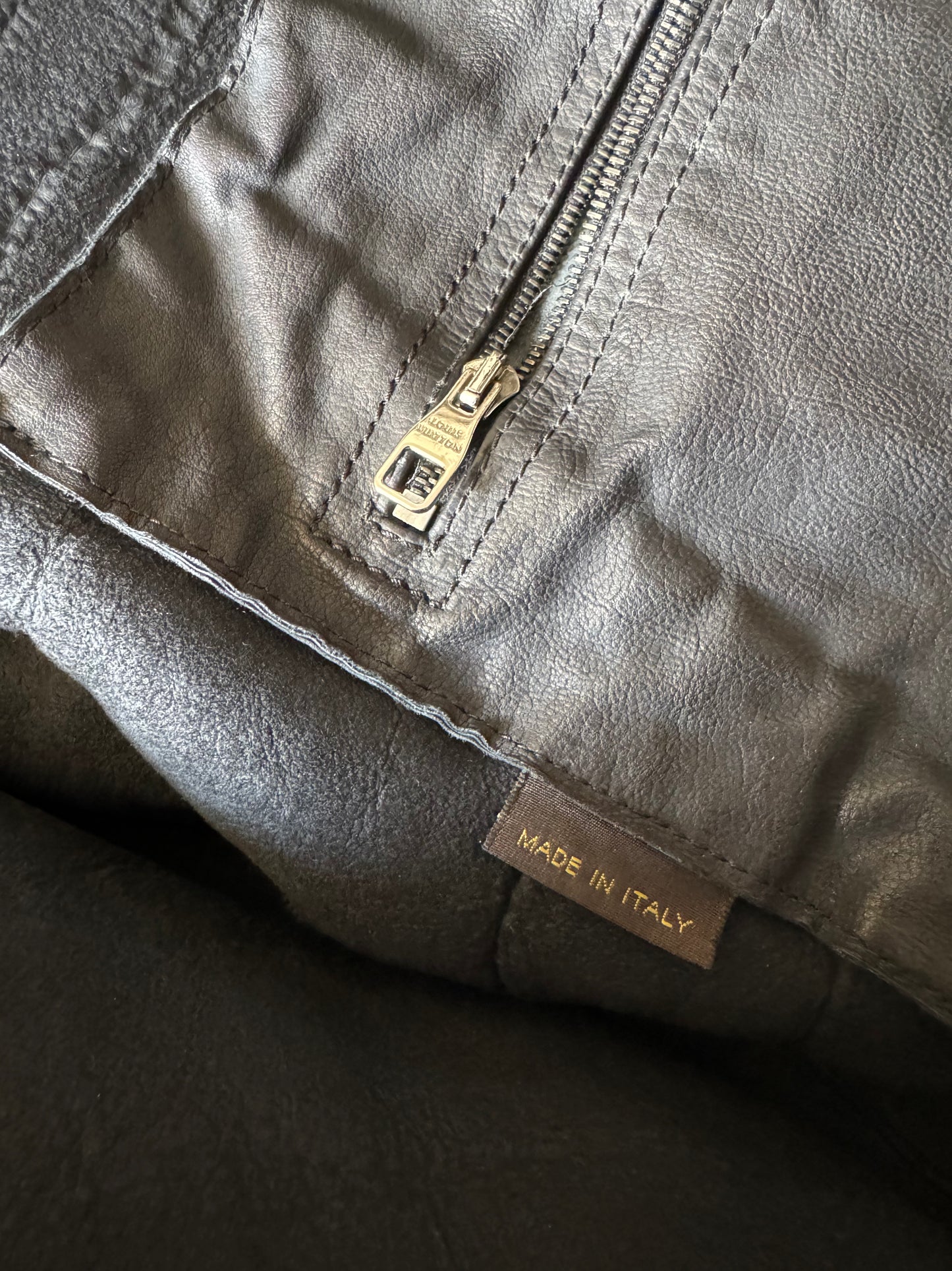 FW2018 Louis Vuitton Black Grey Shearling Leather Jacket (L) - 10