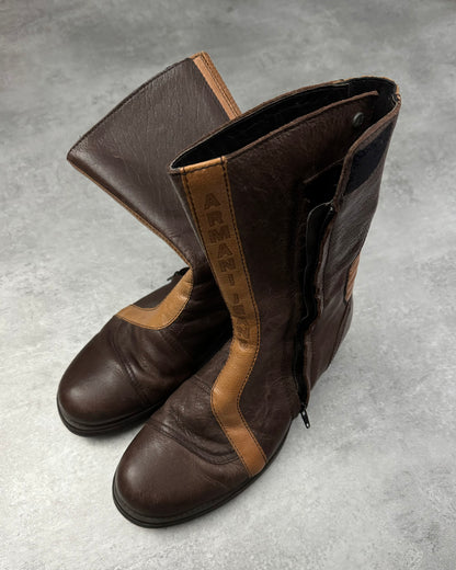 2000s Armani Brown Archive Biker Leather Boots (43) - 10