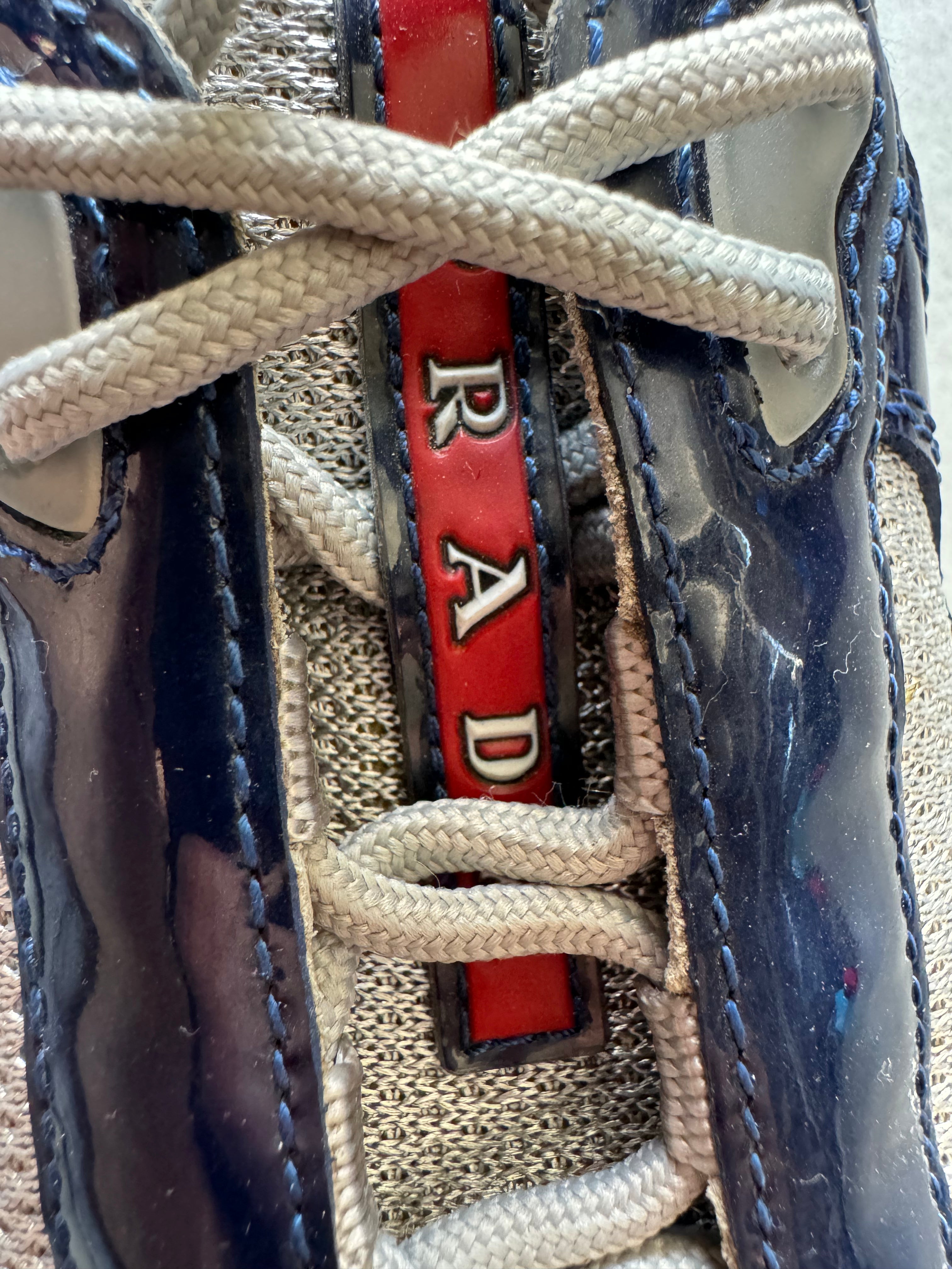 Prada America's Cup Navy Satin Shoes (39) - 9