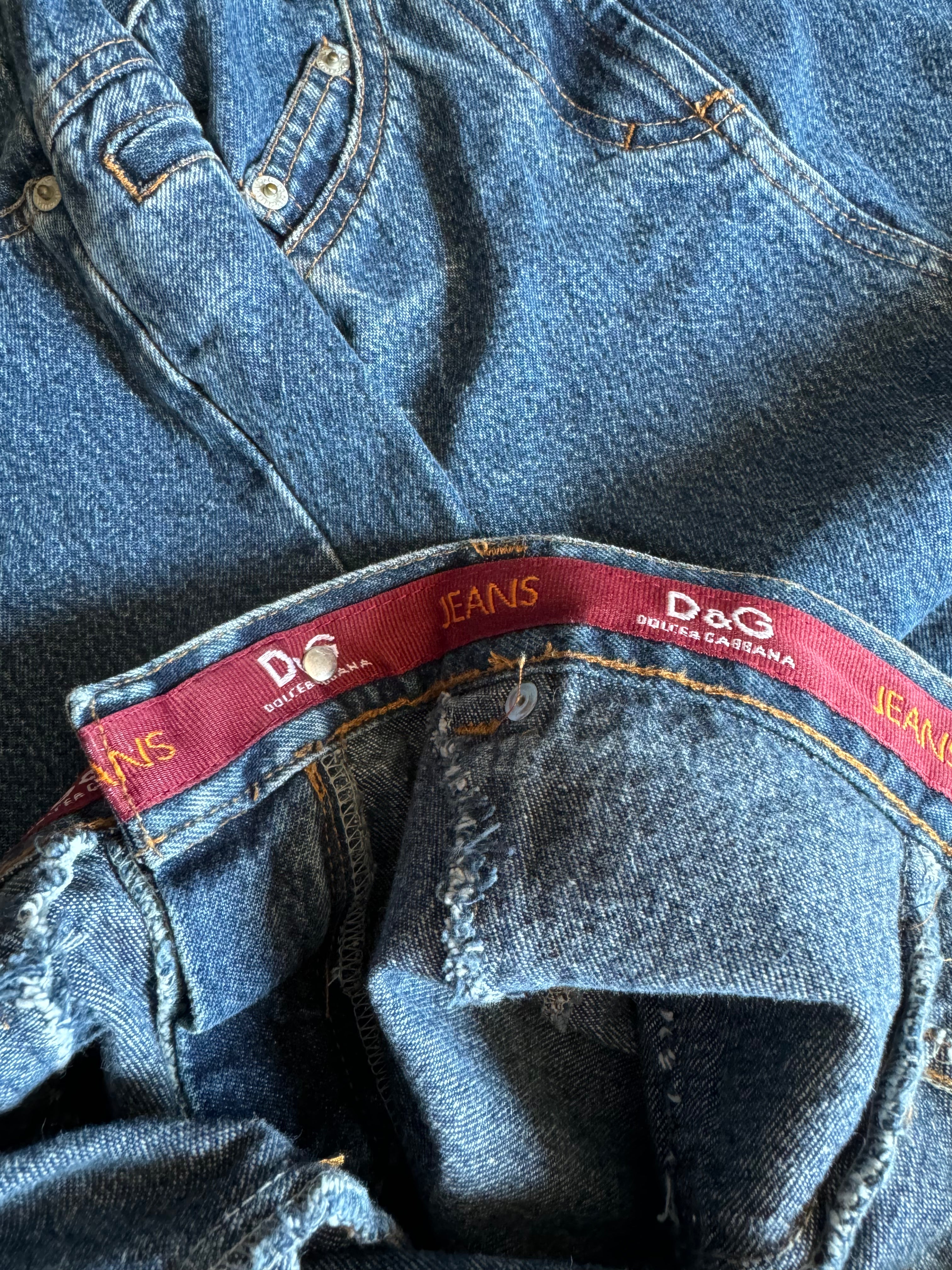 AW2003 Dolce & Gabbana Flared Trompe L'oeil Jeans (S) - 7