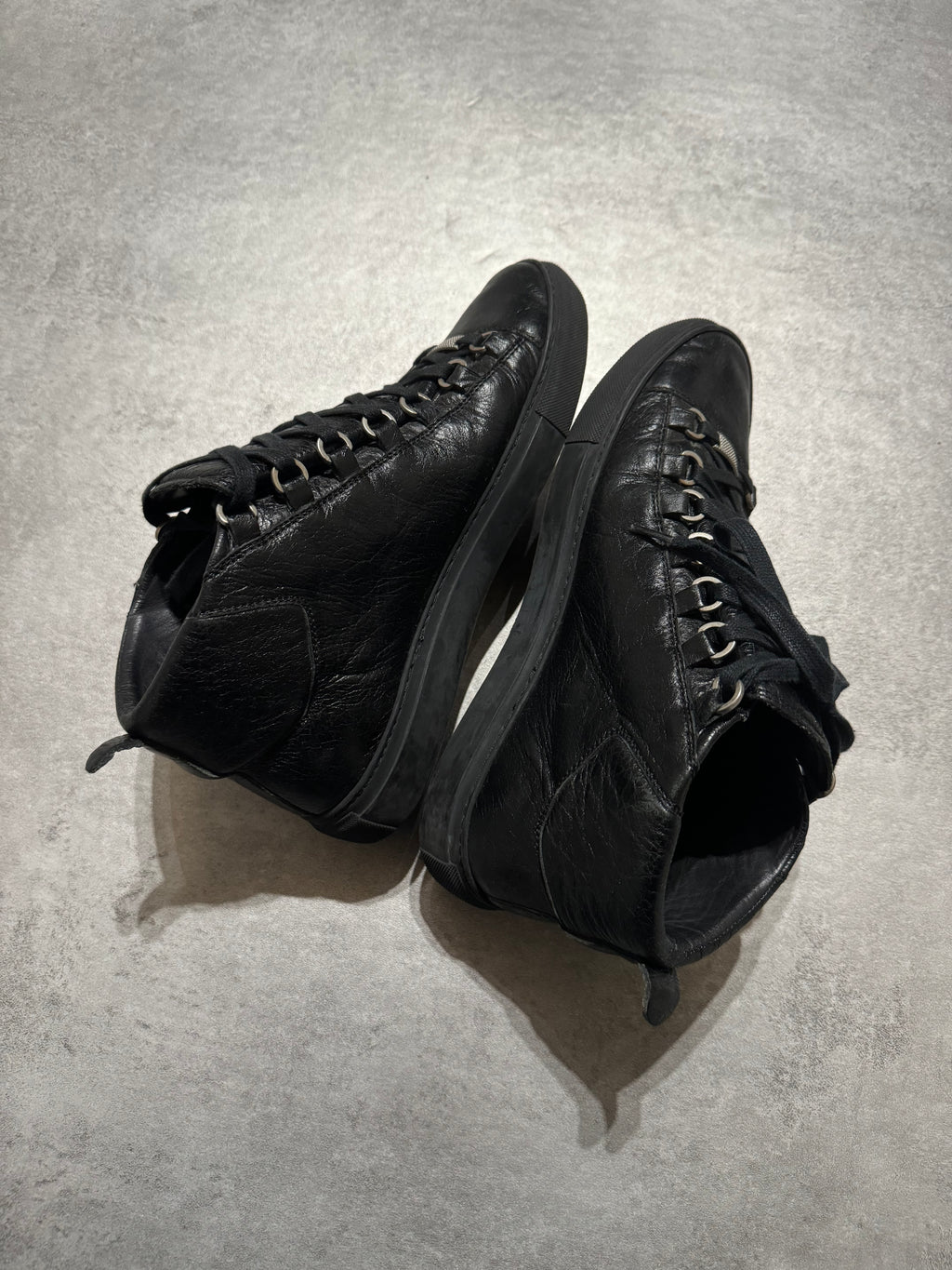 Balenciaga Arena High Black Leather Shoes (41) - 6