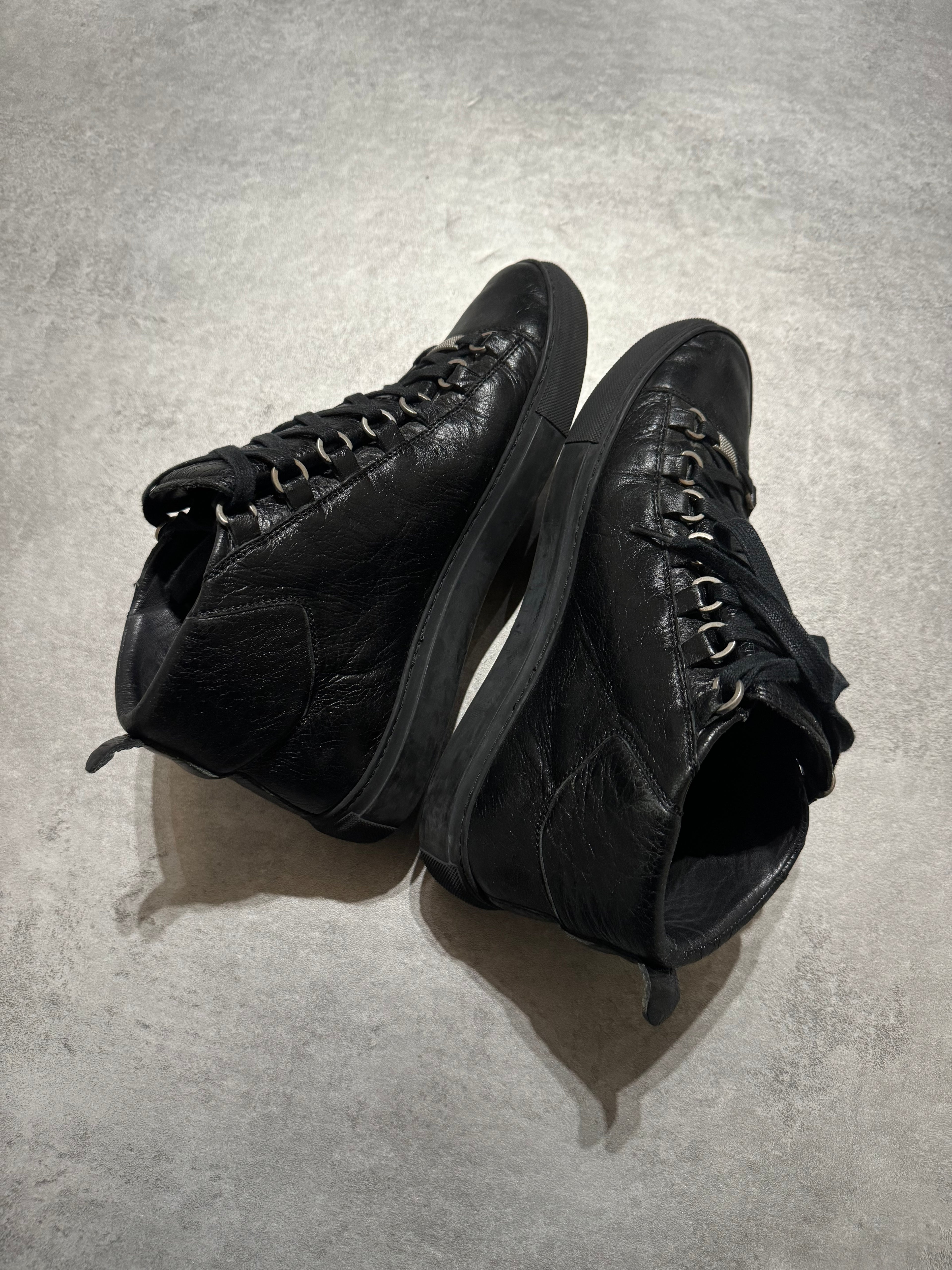 Balenciaga Arena High Black Leather Shoes (41) - 6