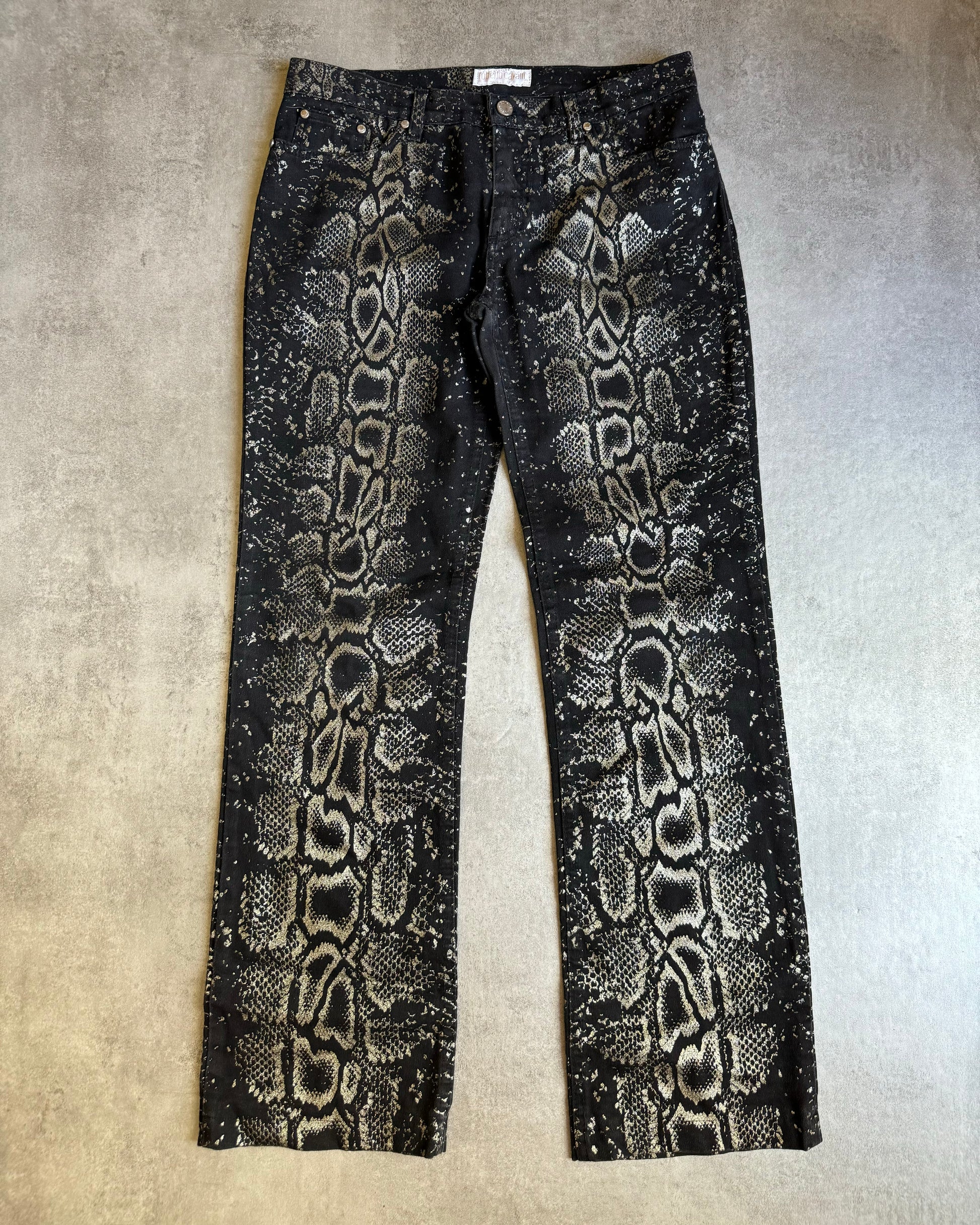 AW1999 Roberto Cavalli Black Serpent Electric Python Pants (M) - 3