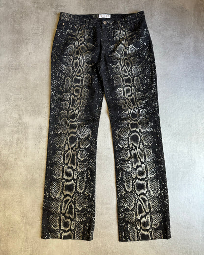 AW1999 Roberto Cavalli Black Serpent Electric Python Pants (M) - 3