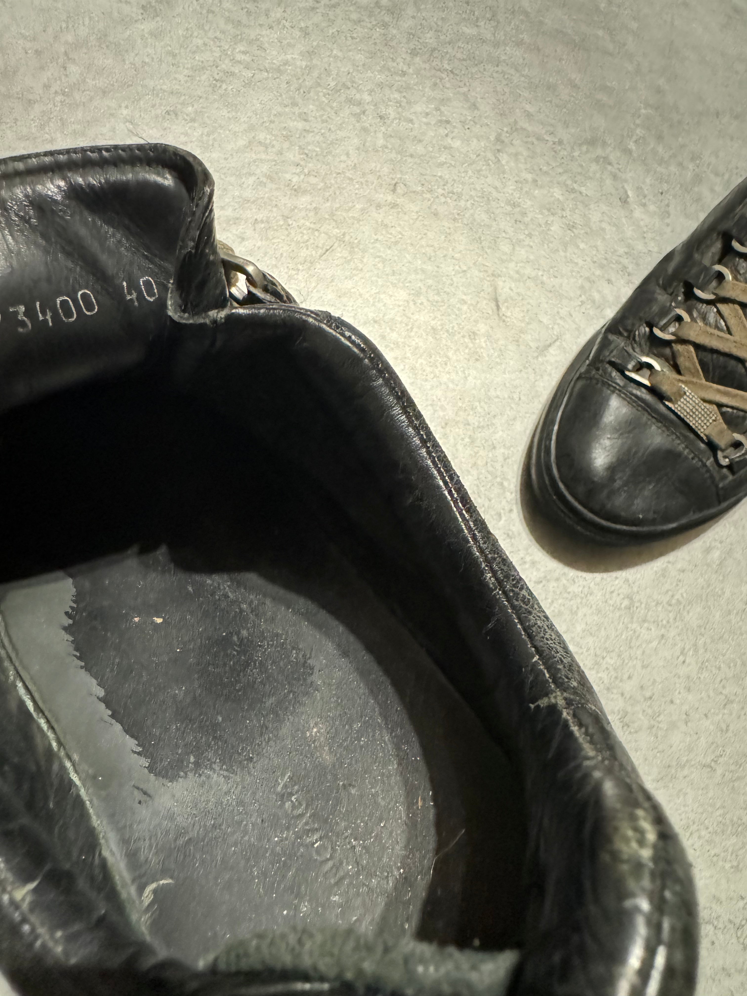 Balenciaga Arena Black Cracked Low Leather Sneakers (41) - 7