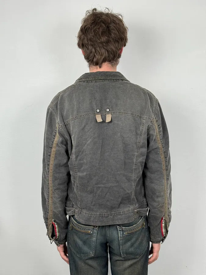 AW2004 Dolce & Gabbana Grey Denim Pocket Straps Jacket QaXDBEc 3