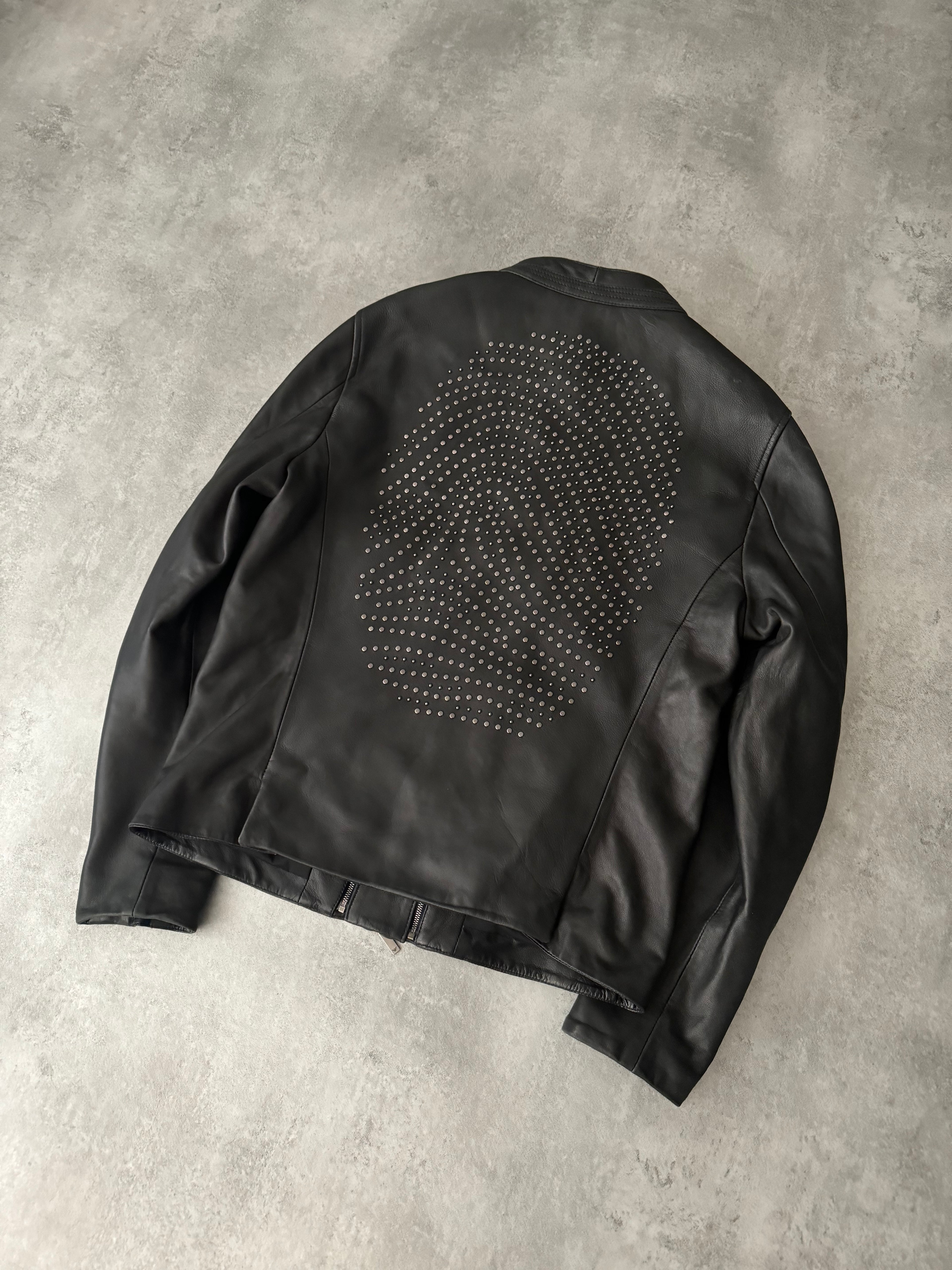 AW2016 Emporio Armani FingerPrint Signature Leather Jacket
