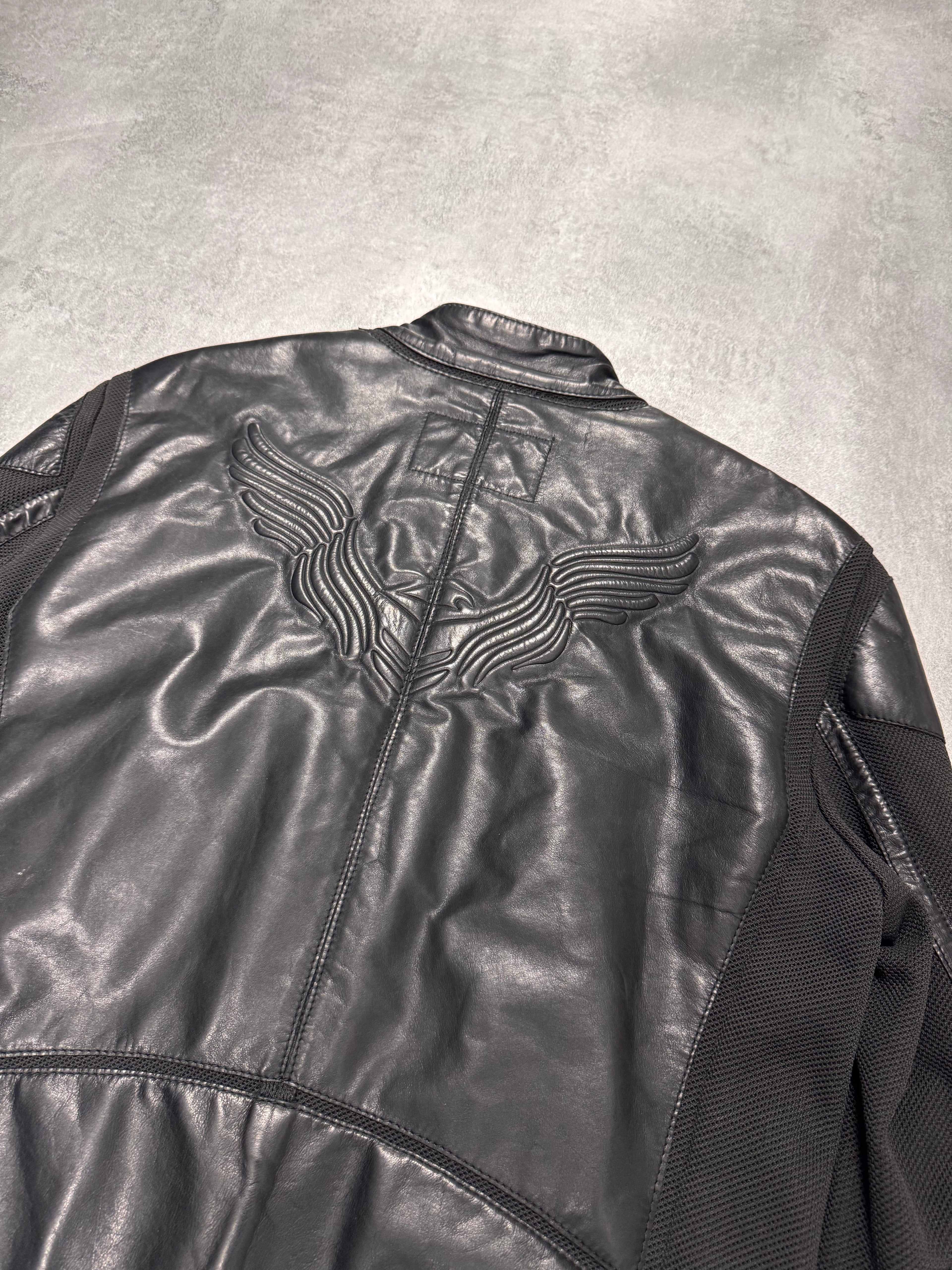 2000s Armani Spy Technical Hybrid Leather Jacket