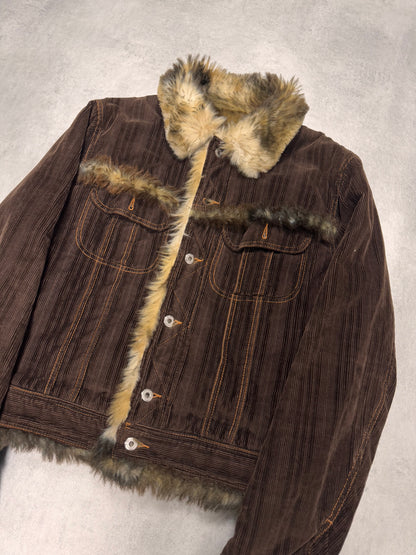 FW2001 Dolce & Gabbana Fur Striped Corduroy Jacket (S/M)