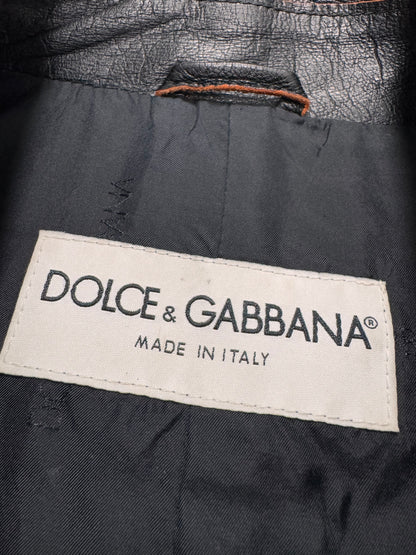 1990s Dolce & Gabbana Black Leather Orange Suede Jacket (S/M)