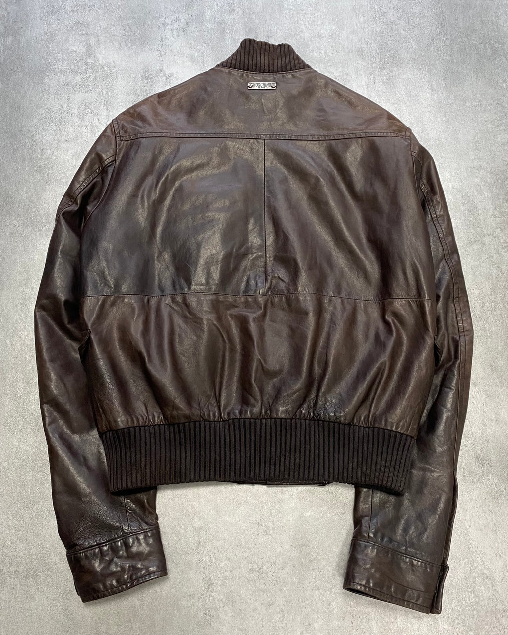 Moschino Simple Brown Leather Jacket