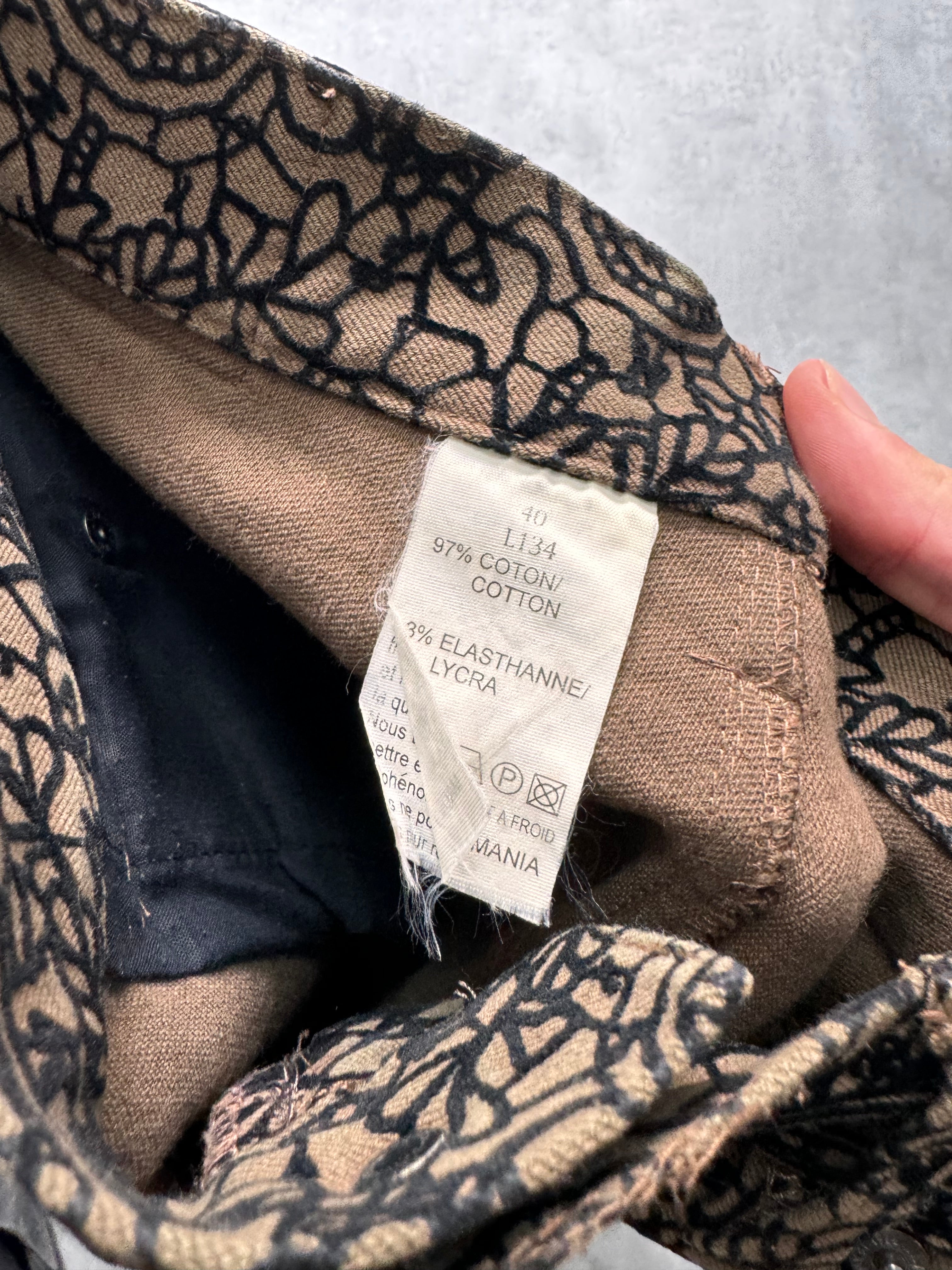 1990s Jean Paul Gaultier Glamour Velvet Kaki Denim Pants