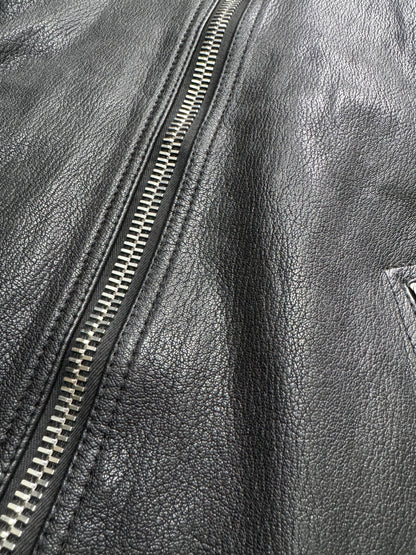 AW2014 Emporio Armani Black Perfect Leather Jacket (S)