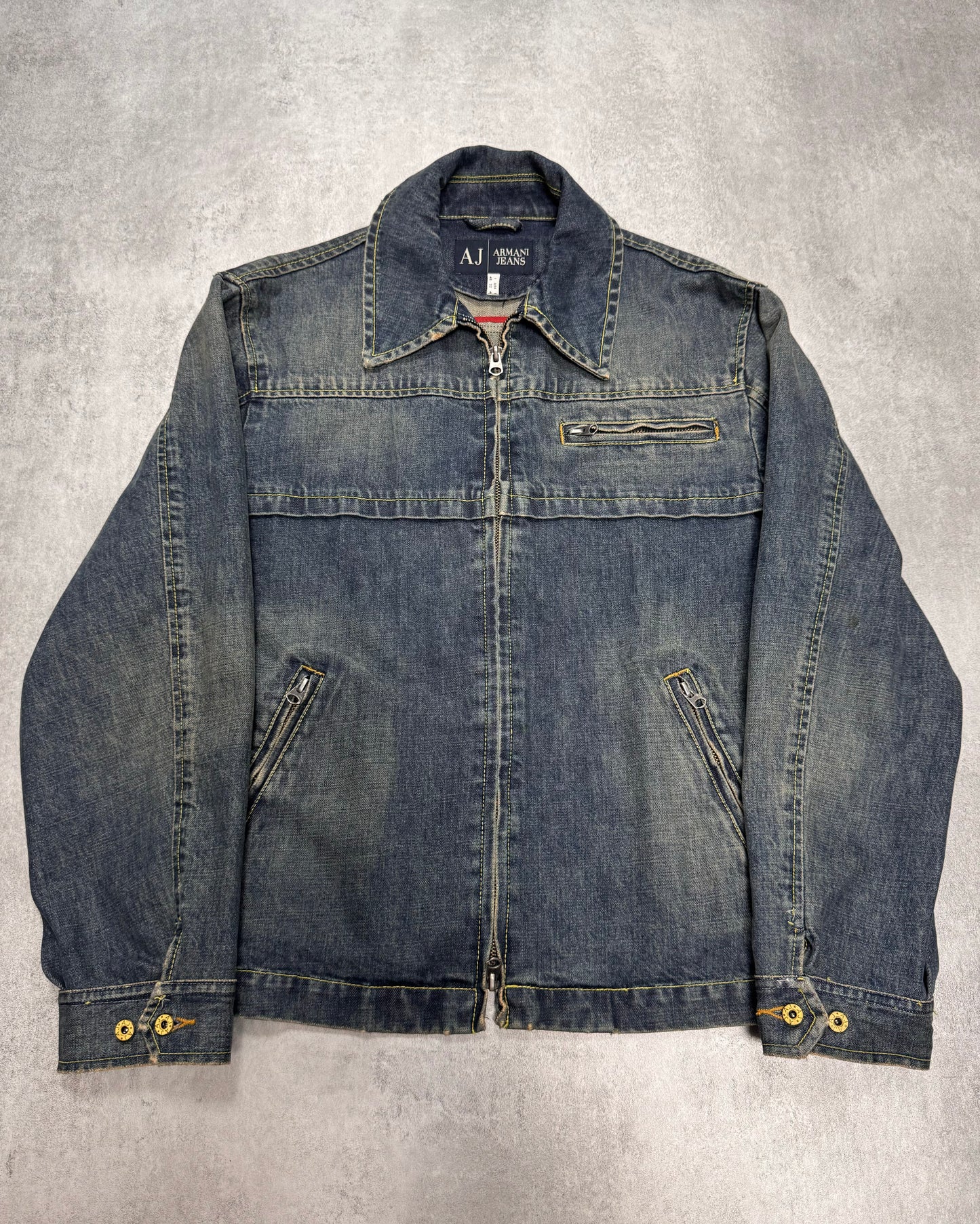 2000s Armani Structured Blue Denim Jacket (M)