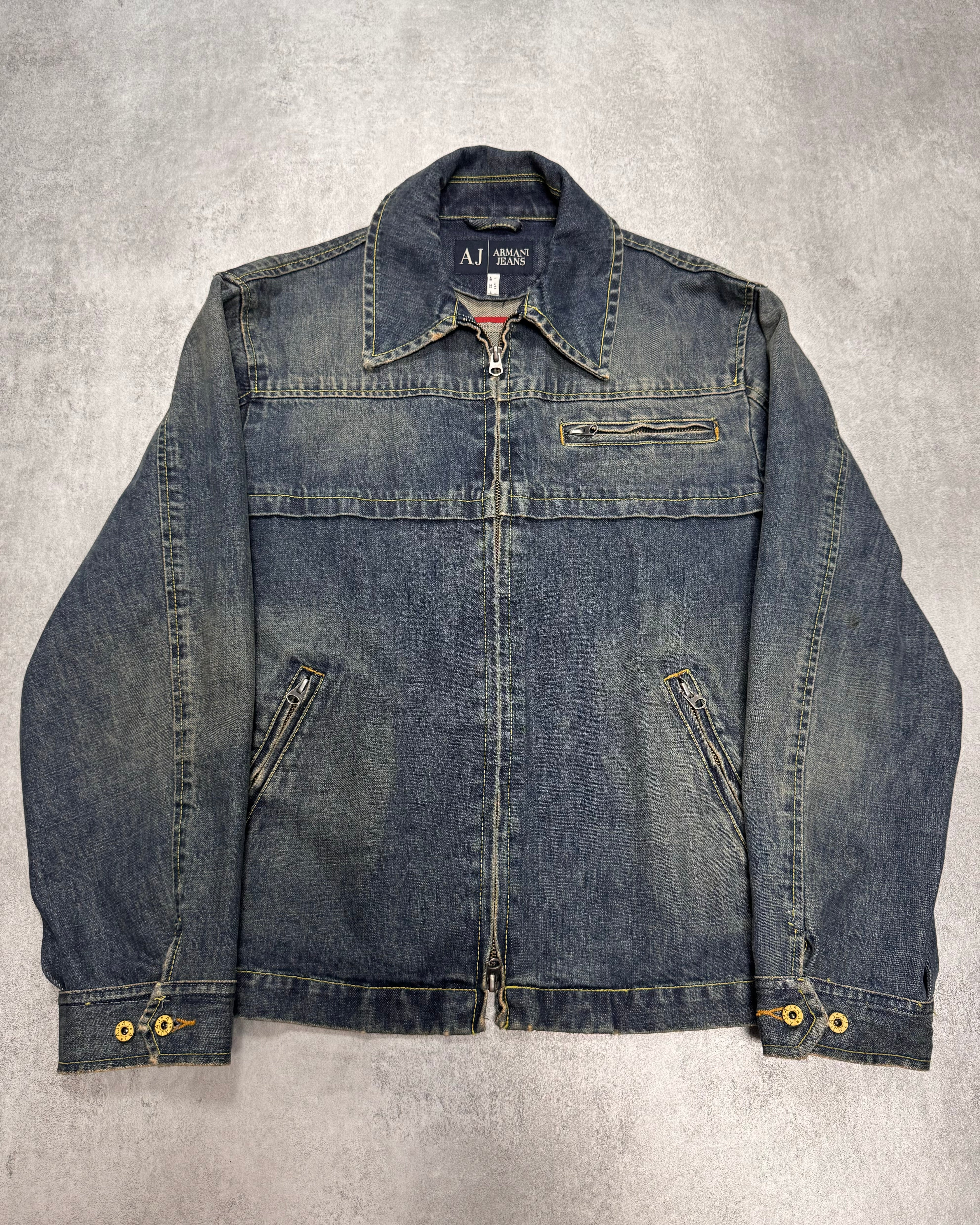 2000s Armani Structured Blue Denim Jacket