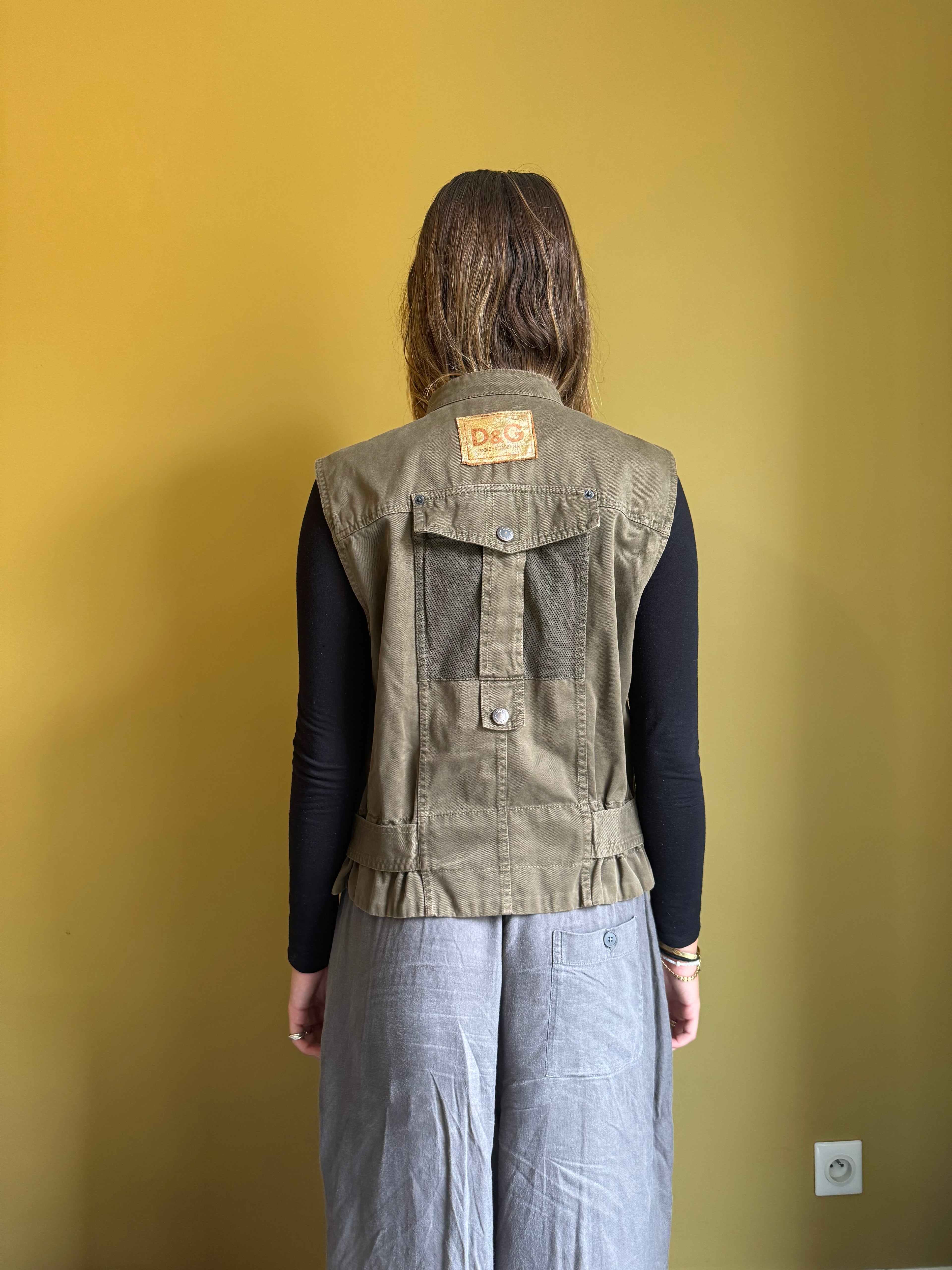 SS2003 Dolce & Gabbana Sleeveless Olive Cargo Combat Jacket