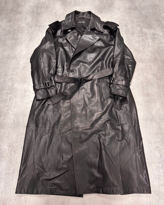 AW2023 Emporio Armani Black Buffalo Leather Trench Coat (M/L)