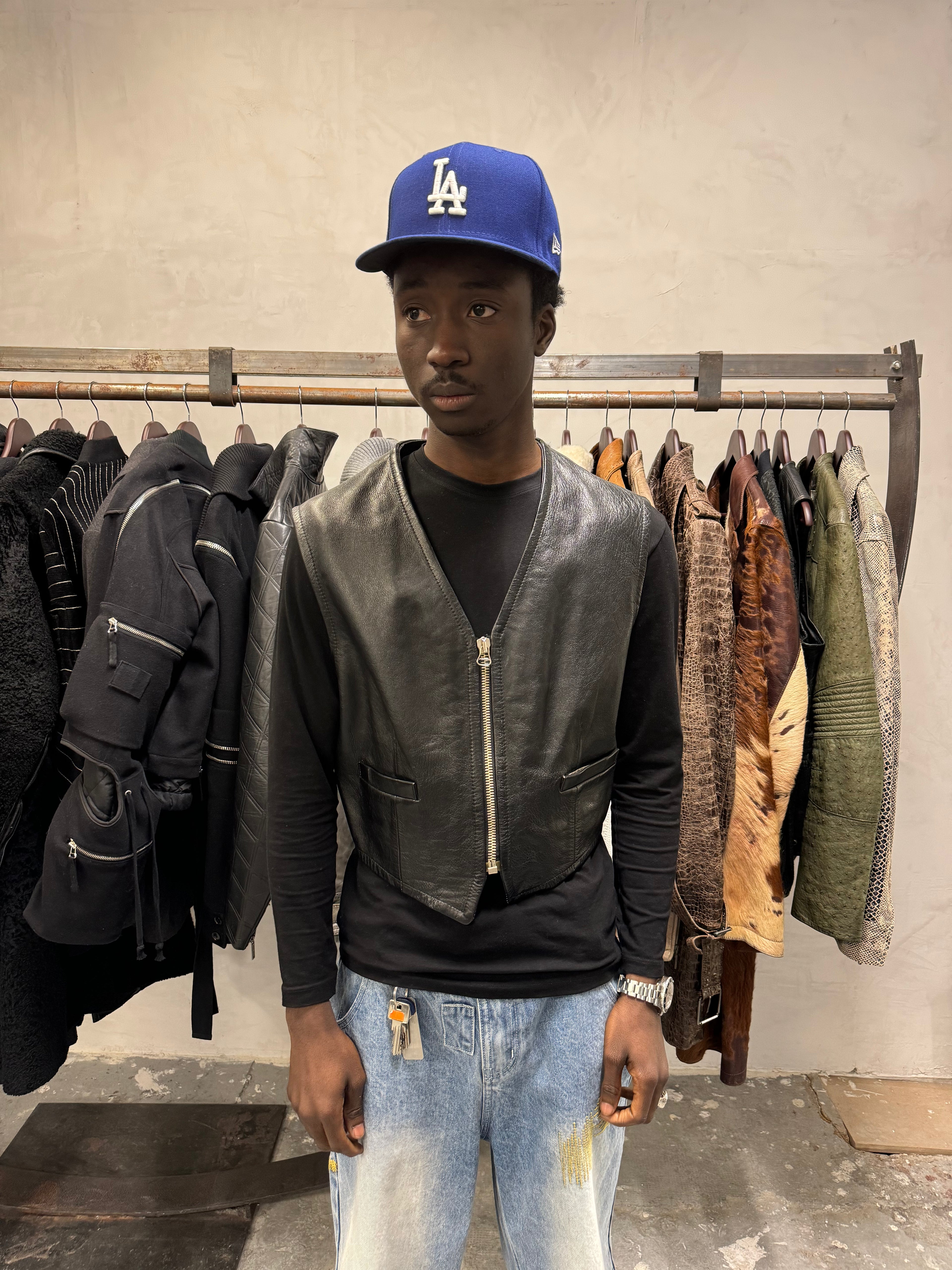 AW1994 Dolce & Gabbana Black Premium Leather Biker Vest (S/M) - 3