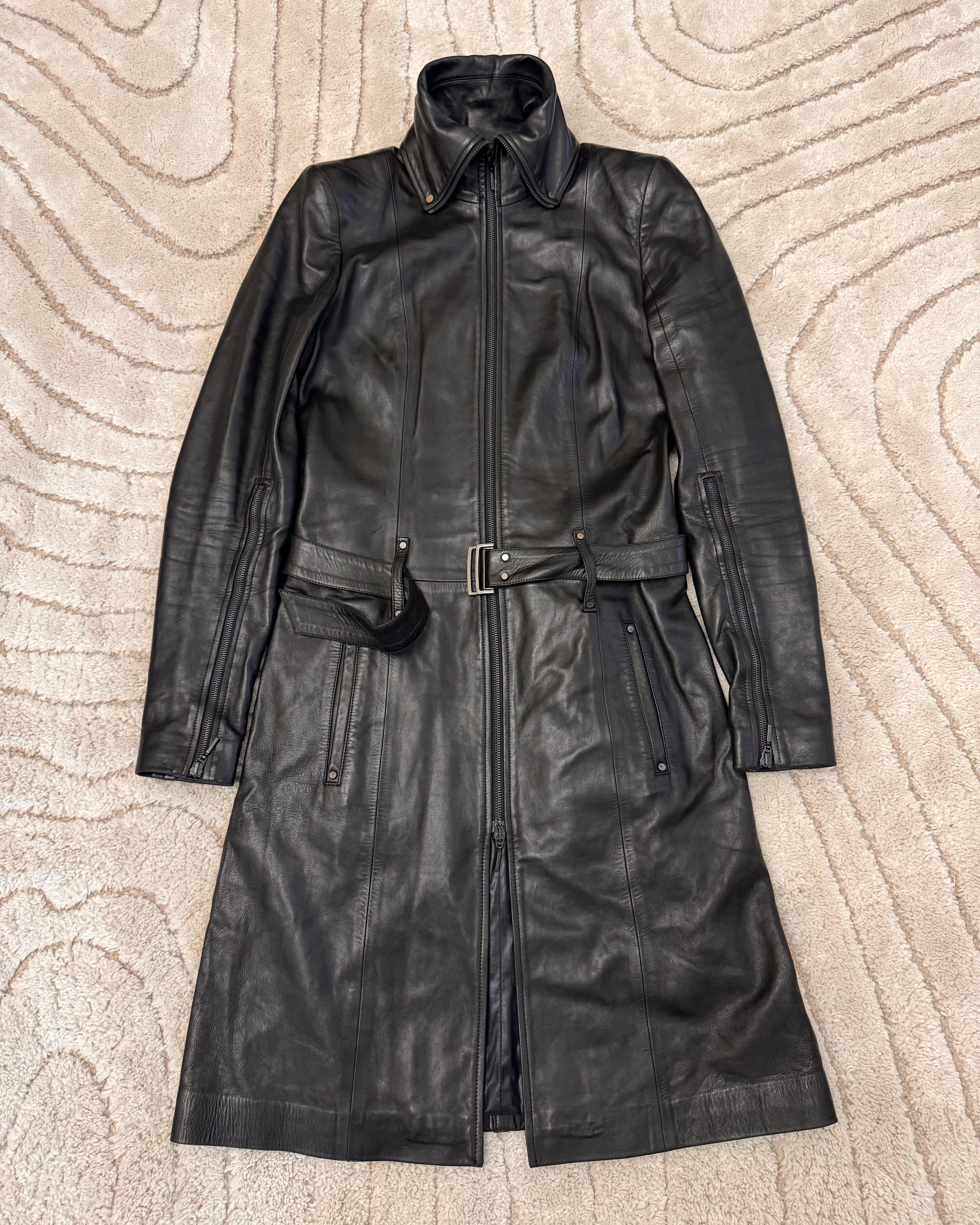 2000s Plein Sud ハイネックラムスキントレンチコート (XS/S)