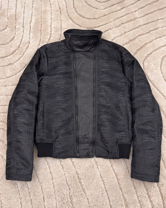 SS2011 Emporio Armani Plissé Hybrid 2-Zip Leather Jacket (M/L)