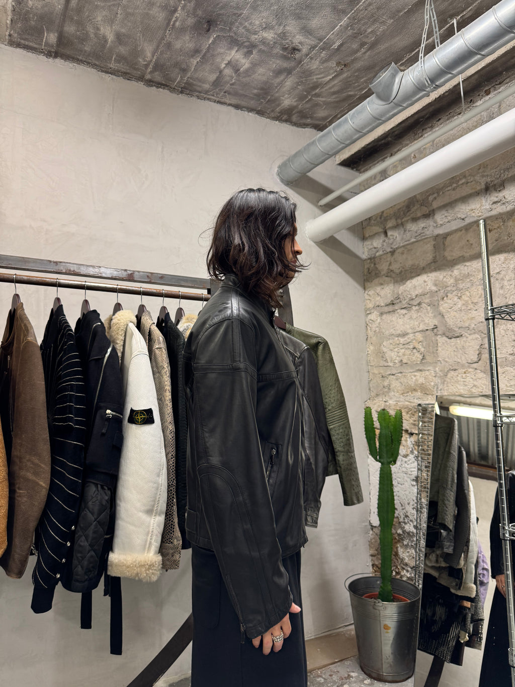 AW2005 Emporio Armani Biker Black Leather Jacket