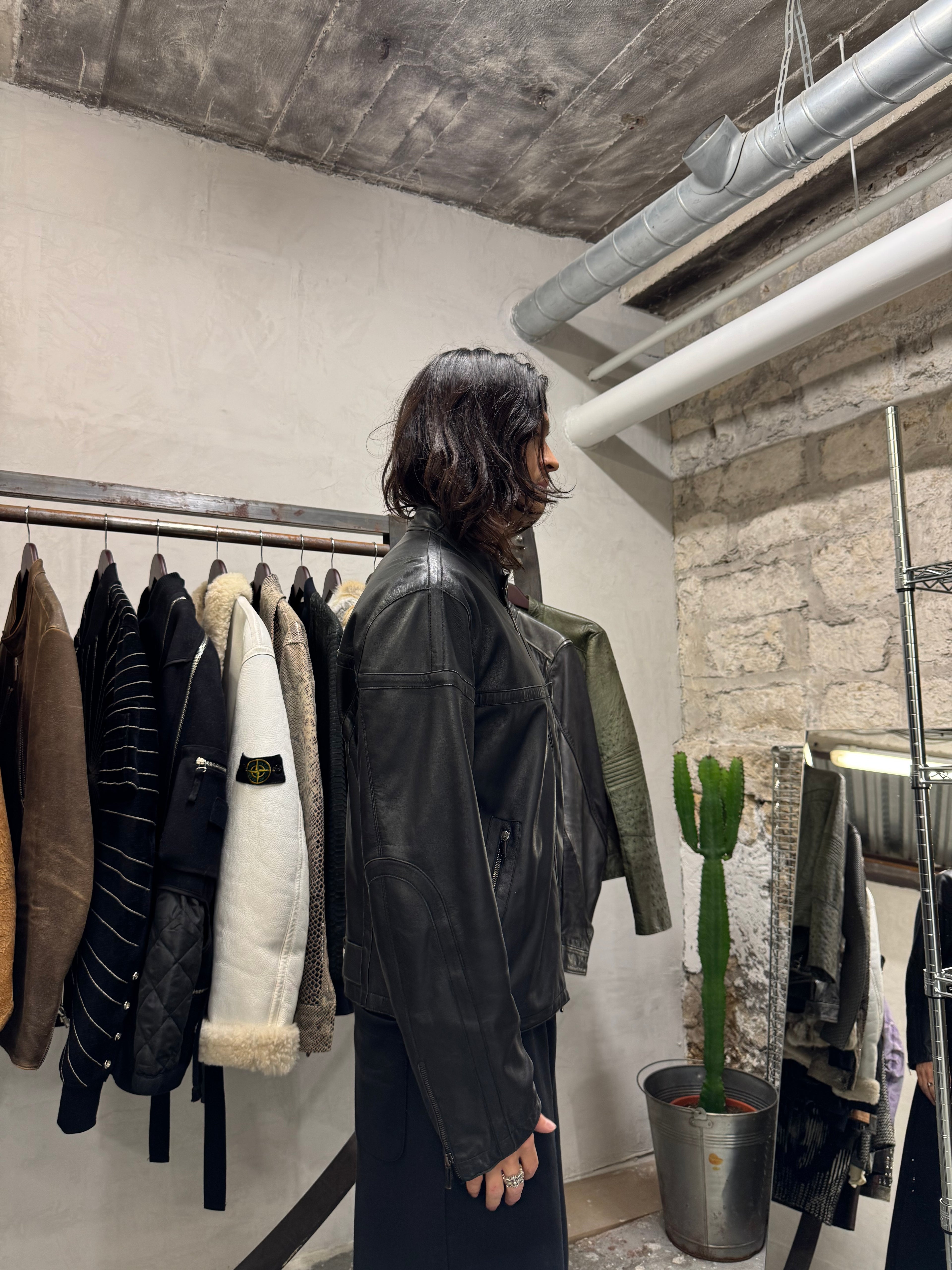 AW2005 Emporio Armani Biker Black Leather Jacket