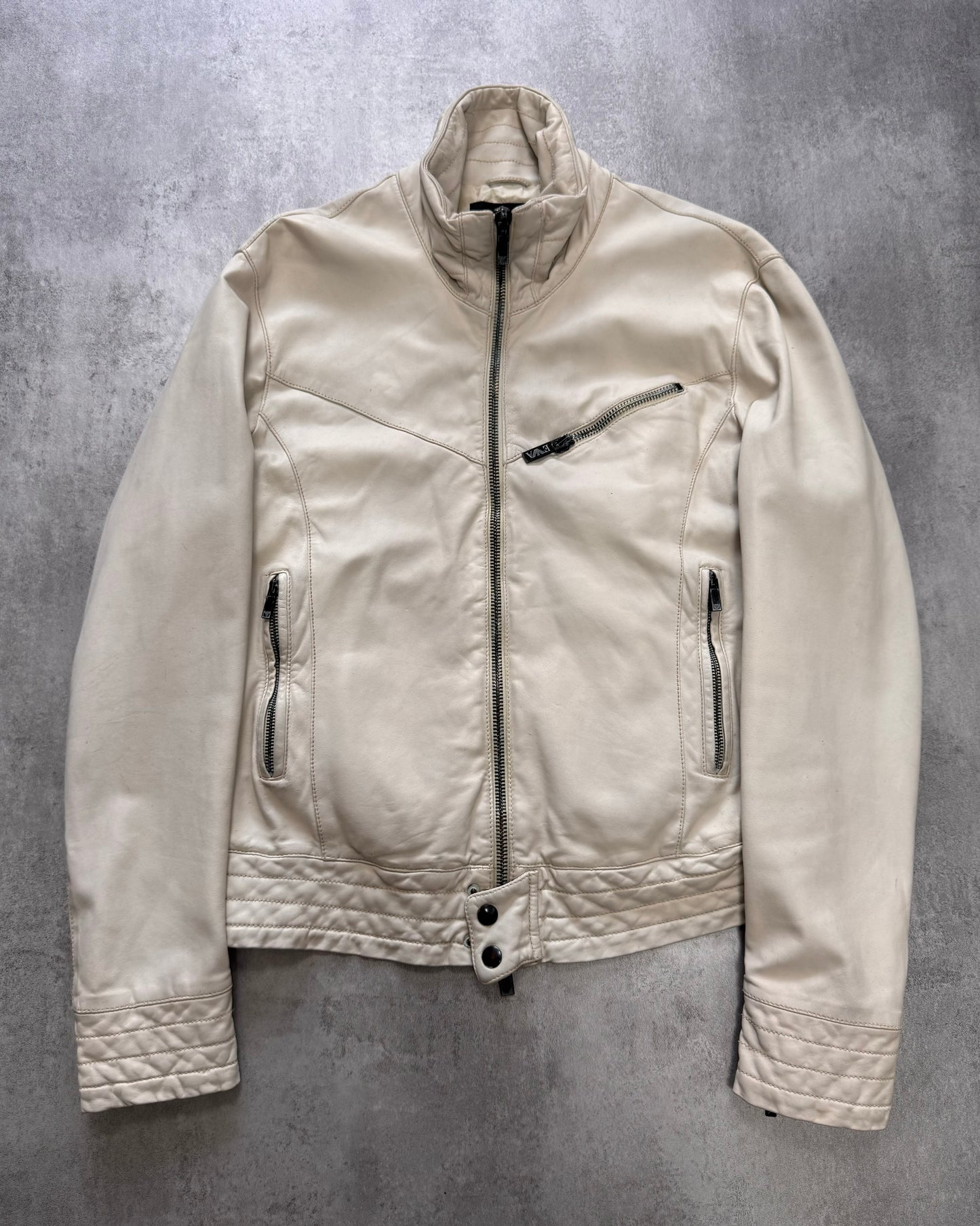 SS2007 Emporio Armani Snow White Leather Jacket (L/XL)