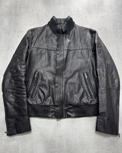 AW2007 Emporio Armani Textured Black Leather Jacket (S/M)