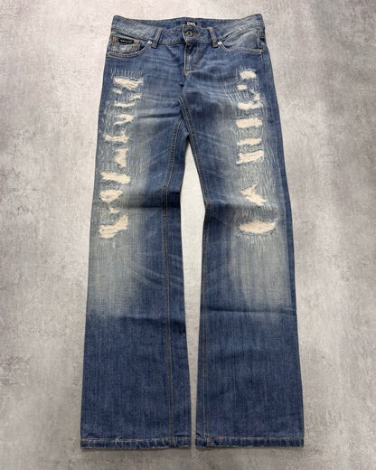 2000s Dolce & Gabbana Sun Faded Distressed Denim Jeans (XS)