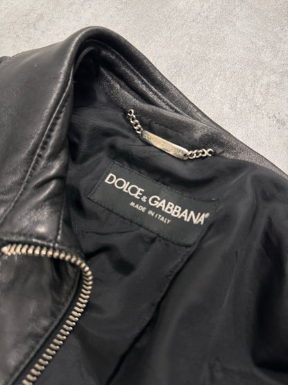 SS2002 Dolce & Gabbana Multi-Zip Cropped Leather Jacket (S/M)
