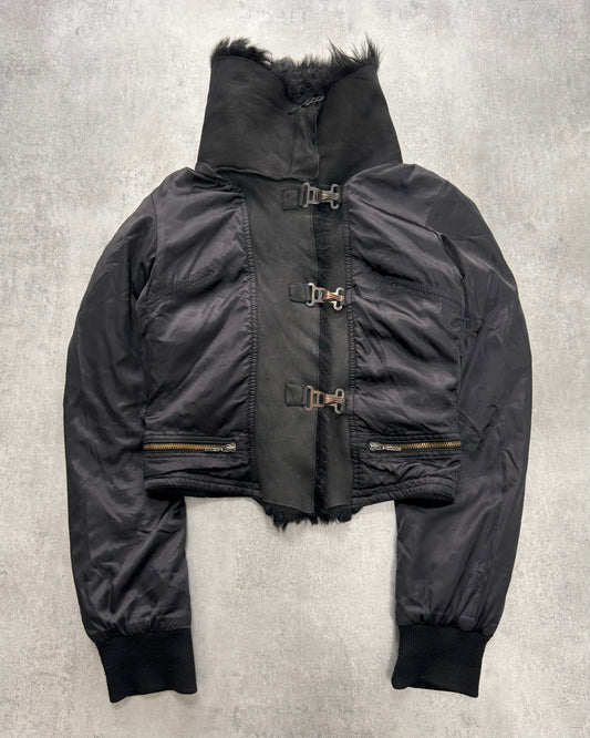 Plein Sud Hybrid Black Puffer Cropped Jacket (XS)