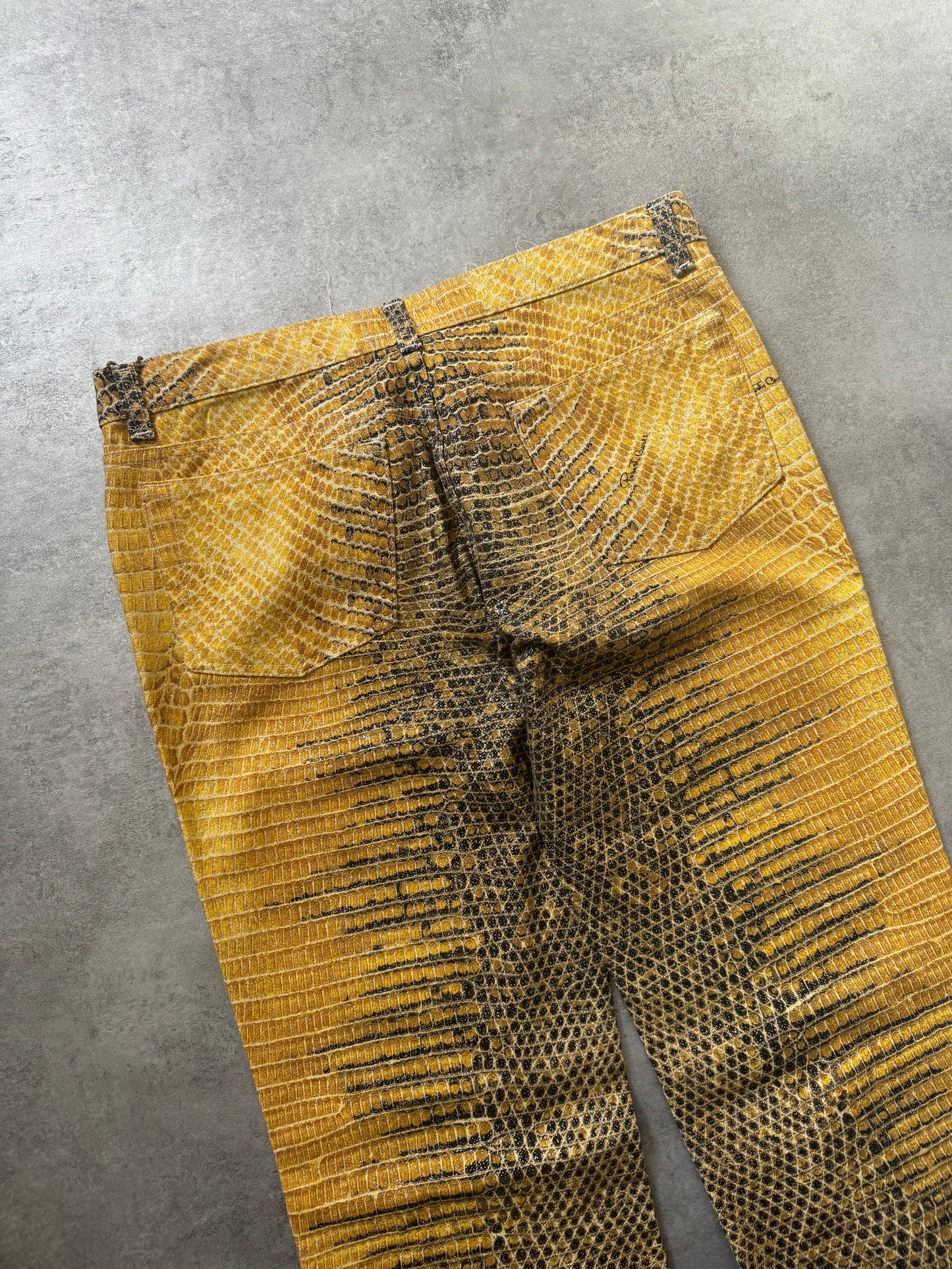 1990s Roberto Cavalli Bees Yellow Scales Pants (M)