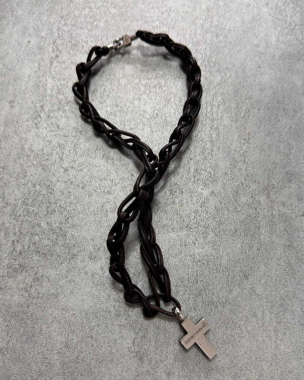 Emporio Armani Leather Cross Necklace